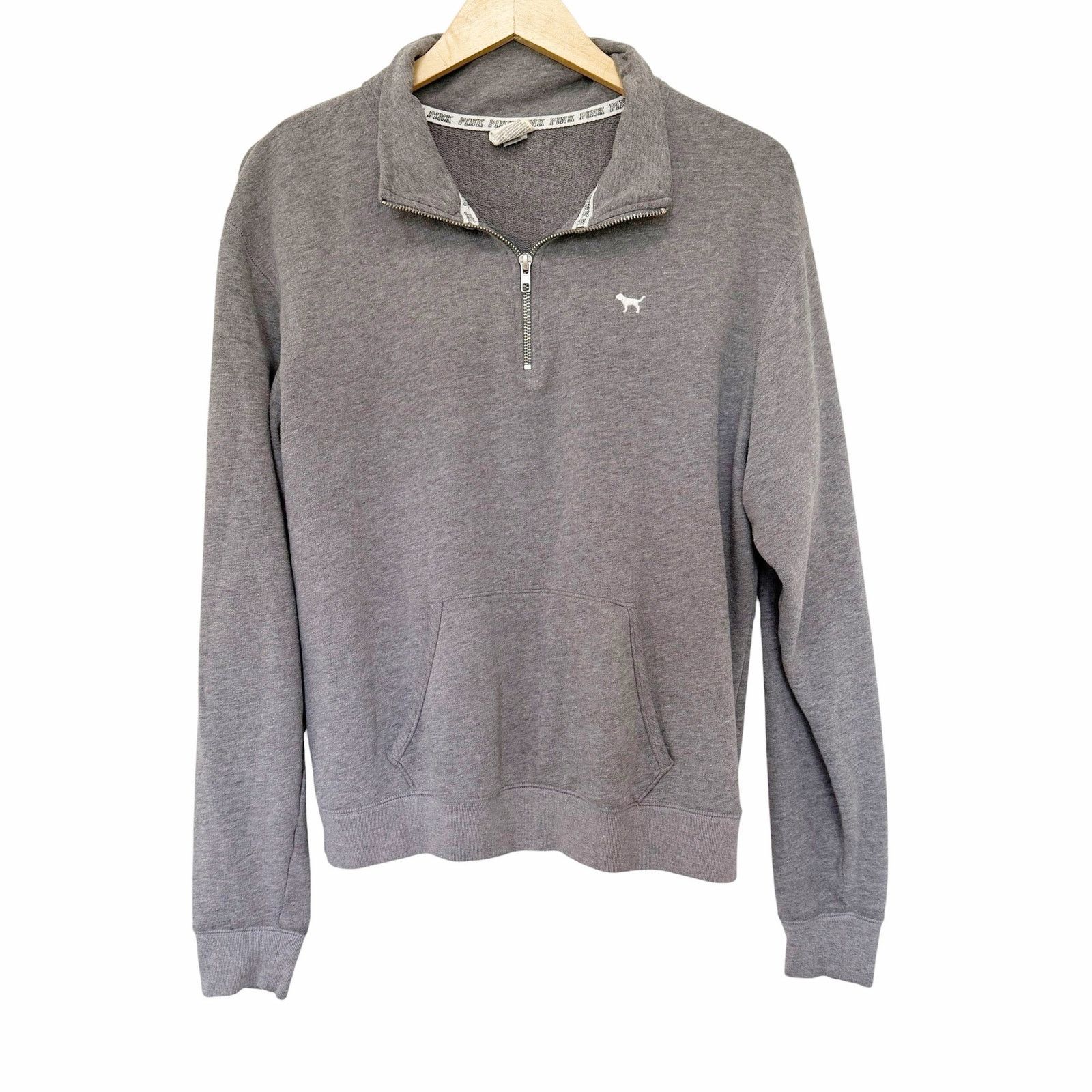 Victoria's Secret Victoria's Secret PINK Gray Quarter Zip Sweatshirt Sz S Size S / US 4 / IT 40 - 1 Thumbnail