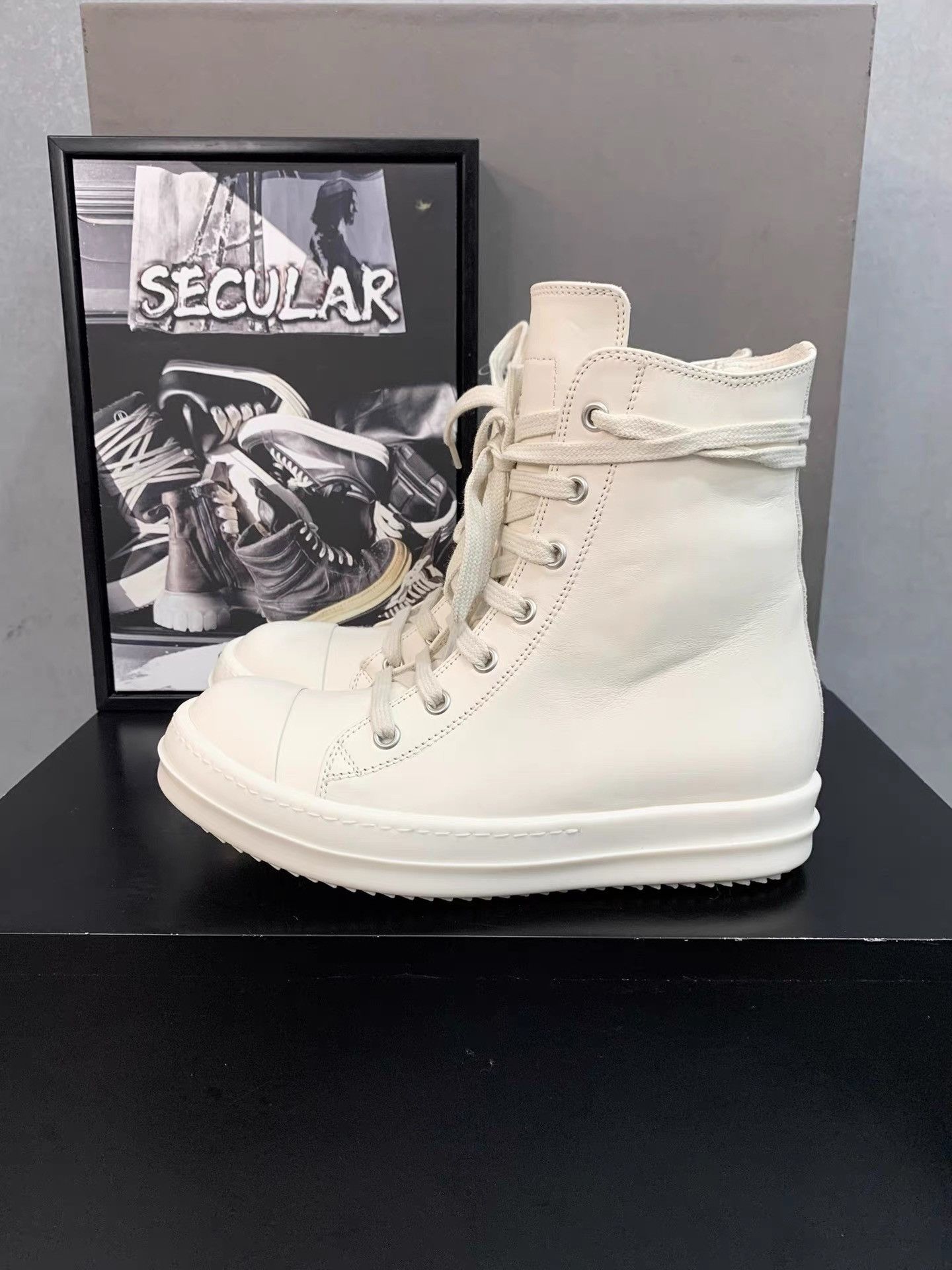 Rick Owens Rick Owens Milk White Leather High-Top Big Converse K34 Size US 5 / IT 35 - 2 Thumbnail