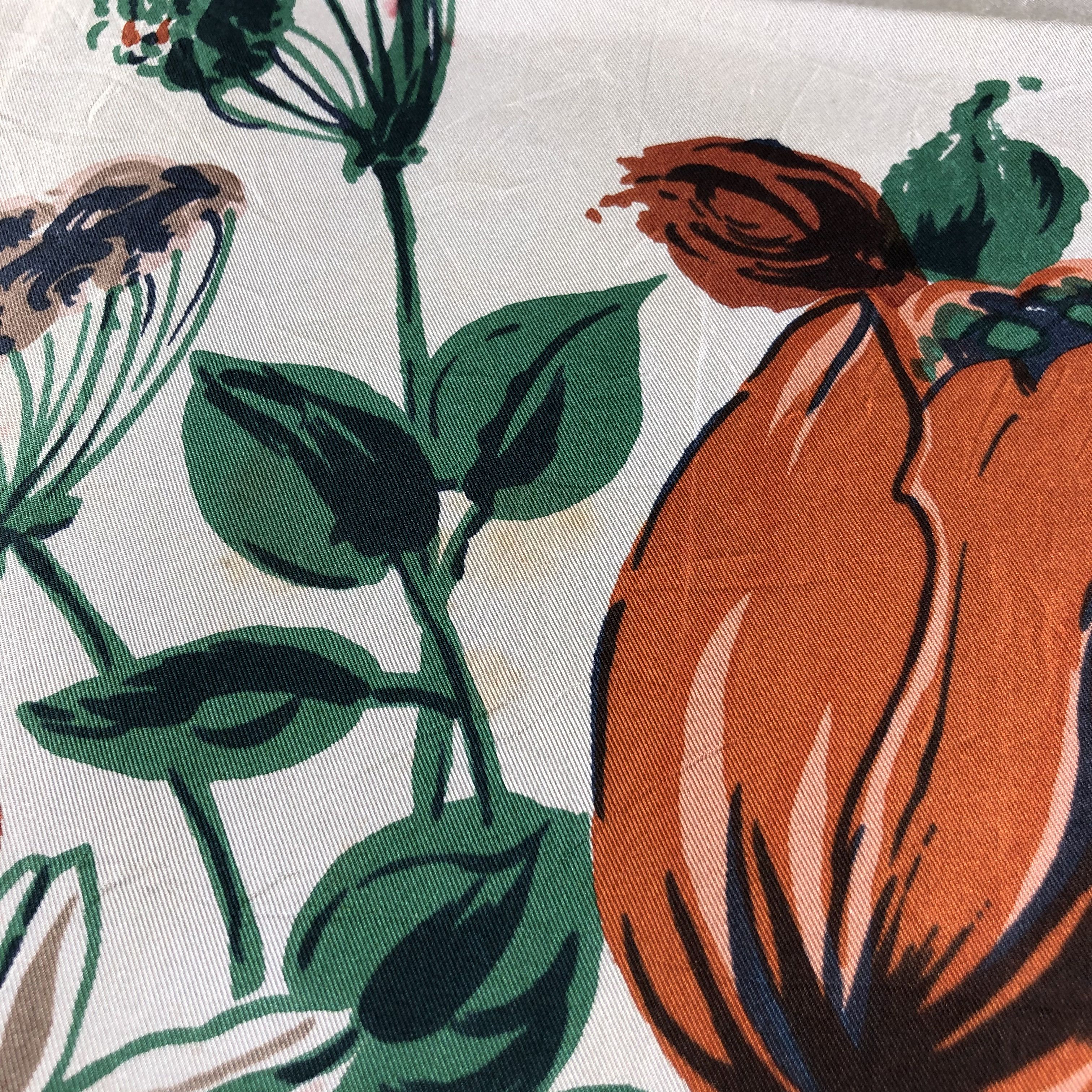 Vintage Luxury Hand Rolled Floral Silk Scarf M402 Size ONE SIZE - 12 Thumbnail