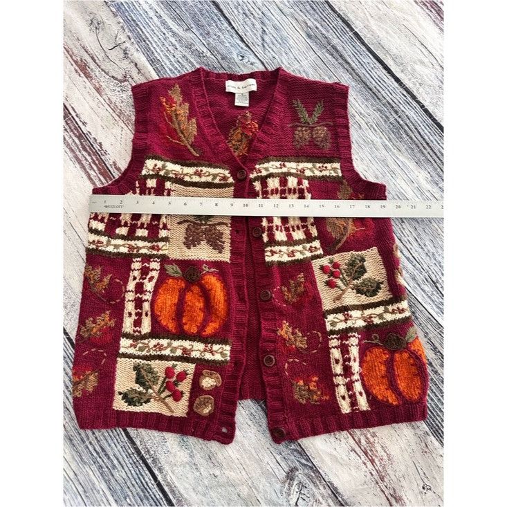 Croft & Barrow Vintage Croft & Barrow Burgundy Fall Patchwork Knit Vest wit Size S / US 4 / IT 40 - 7 Thumbnail