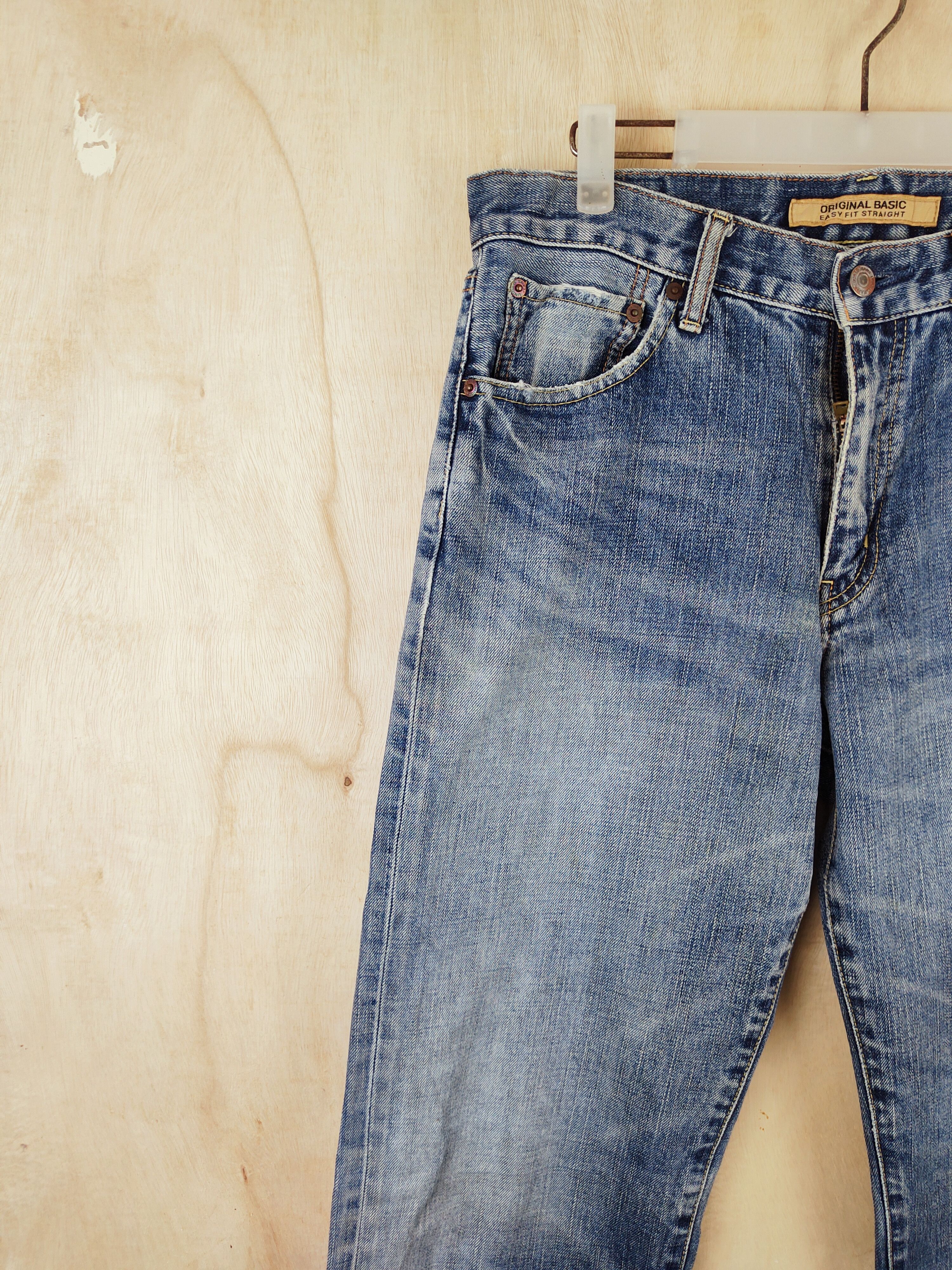 Japanese Brand Uniqlo Blue Distressed Ripped vintage denim Jeans #S2499 Size US 30 / EU 46 - 3 Thumbnail