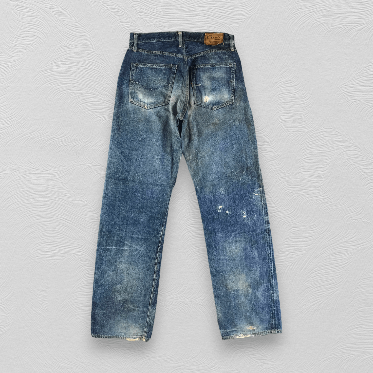 Japanese Brand Vintage Canton Selvedge Jeans Distress Dirty Blue KJ2402 Size US 29 - 2 Thumbnail