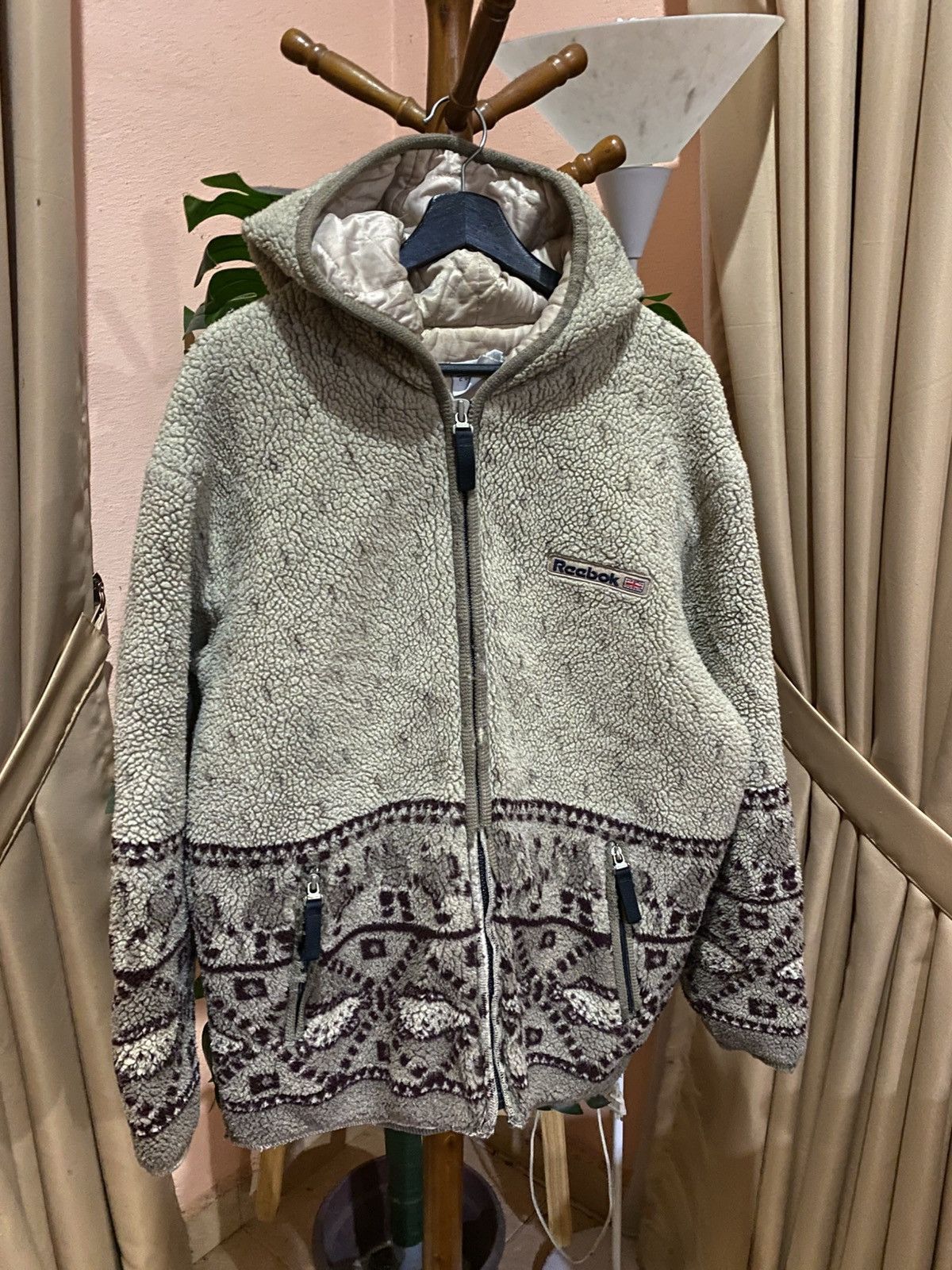 Reebok Vintage Reebok Classic Sherpa Fleece Hoodie Jacket Rare 90s Size US L / EU 52-54 / 3 - 5 Thumbnail