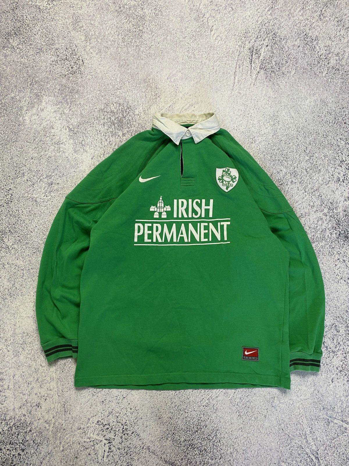 Nike × Vintage Vintage 1999 Nike Ireland Long Sleeve Rugby Shirt Size US L / EU 52-54 / 3 - 1 Thumbnail