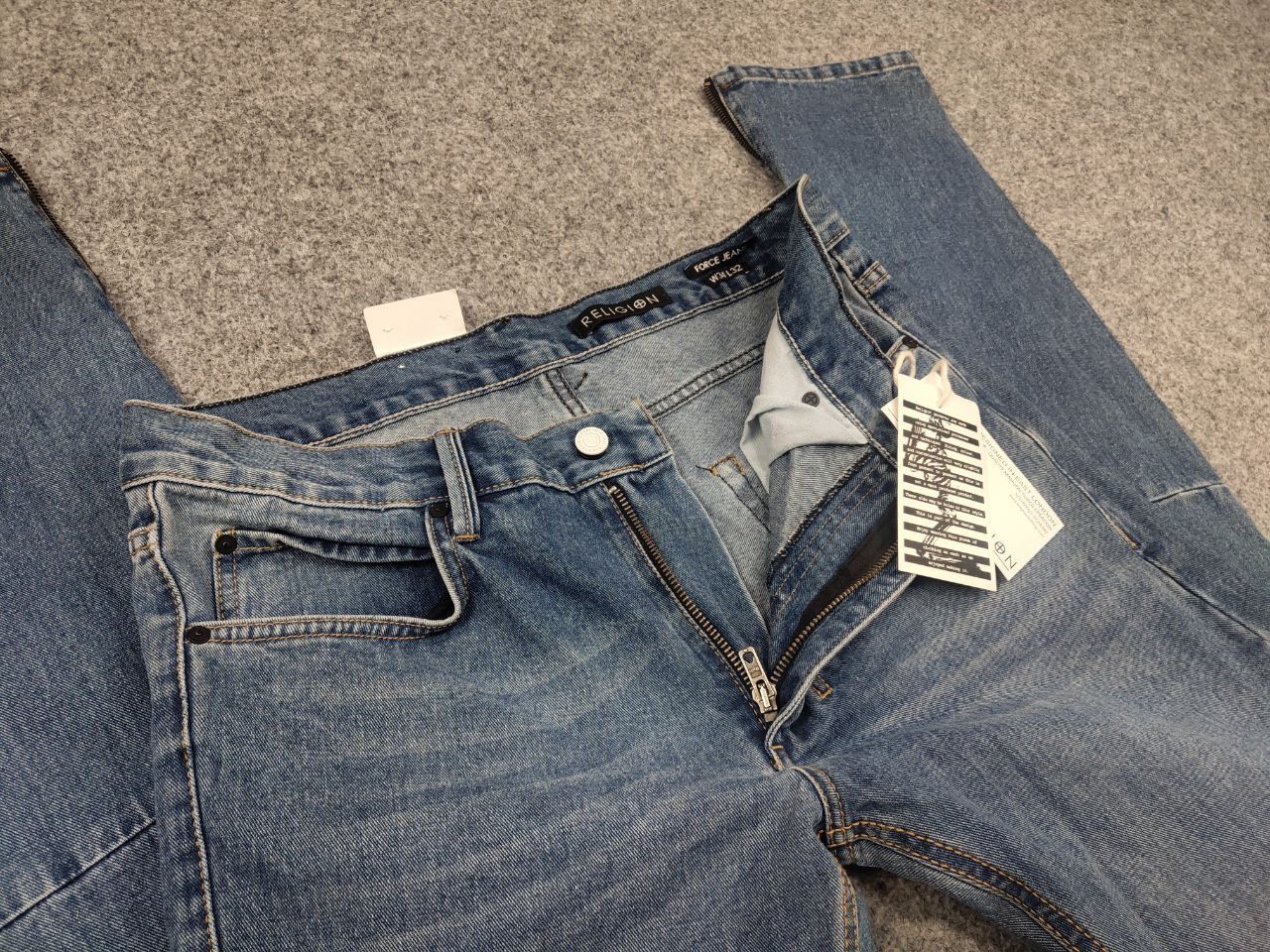 If Six Was Nine Religion New Atlantic Blue Force Distressed Denim Zip jeans Size US 34 / EU 50 - 12 Thumbnail