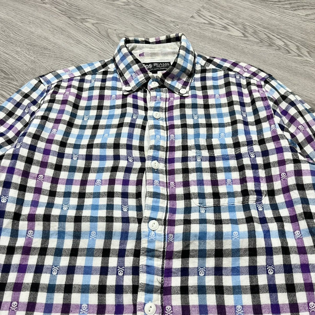 Beams Plus 2000s Beams Heart Skull Punk Logo Aop Plaid Shirt Button Up Size US S / EU 44-46 / 1 - 3 Thumbnail