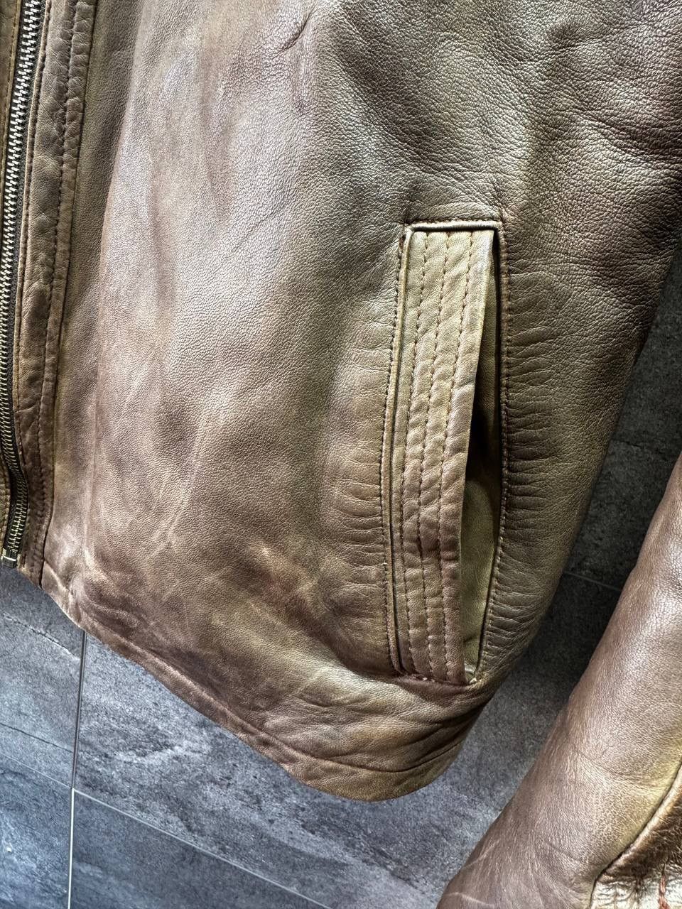 Genuine Leather Aviatrix Vintage Men's Brown Leather Bomber Biker Jacket Size US XXL / EU 58 / 5 - 4 Thumbnail