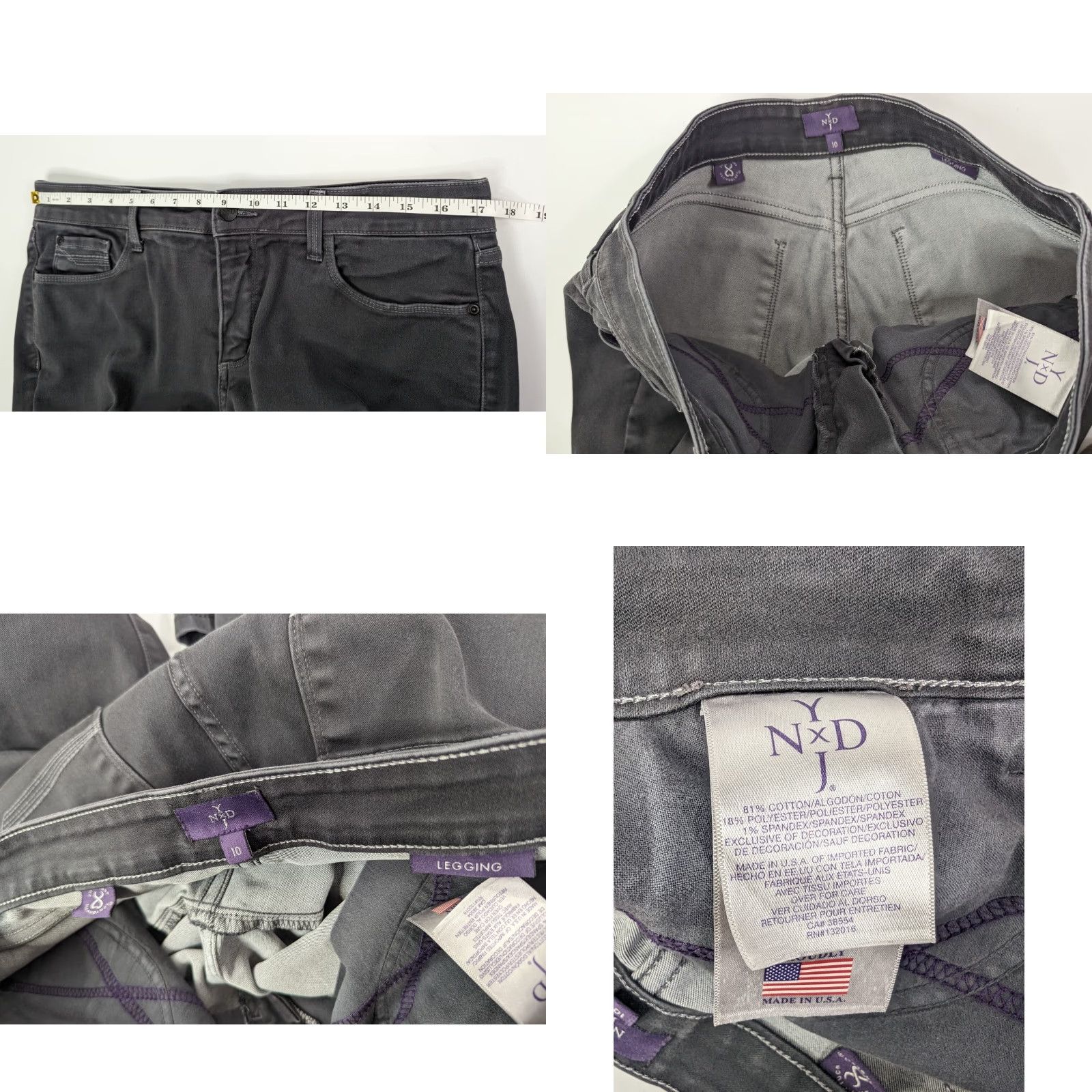 NYDJ VINTAGE NYDJ Not Your Daughters Jeans Legging Gray Denim Women's Jeans Size 10 Lift Tuck Size 32" / US 10 / IT 46 - 8 Thumbnail