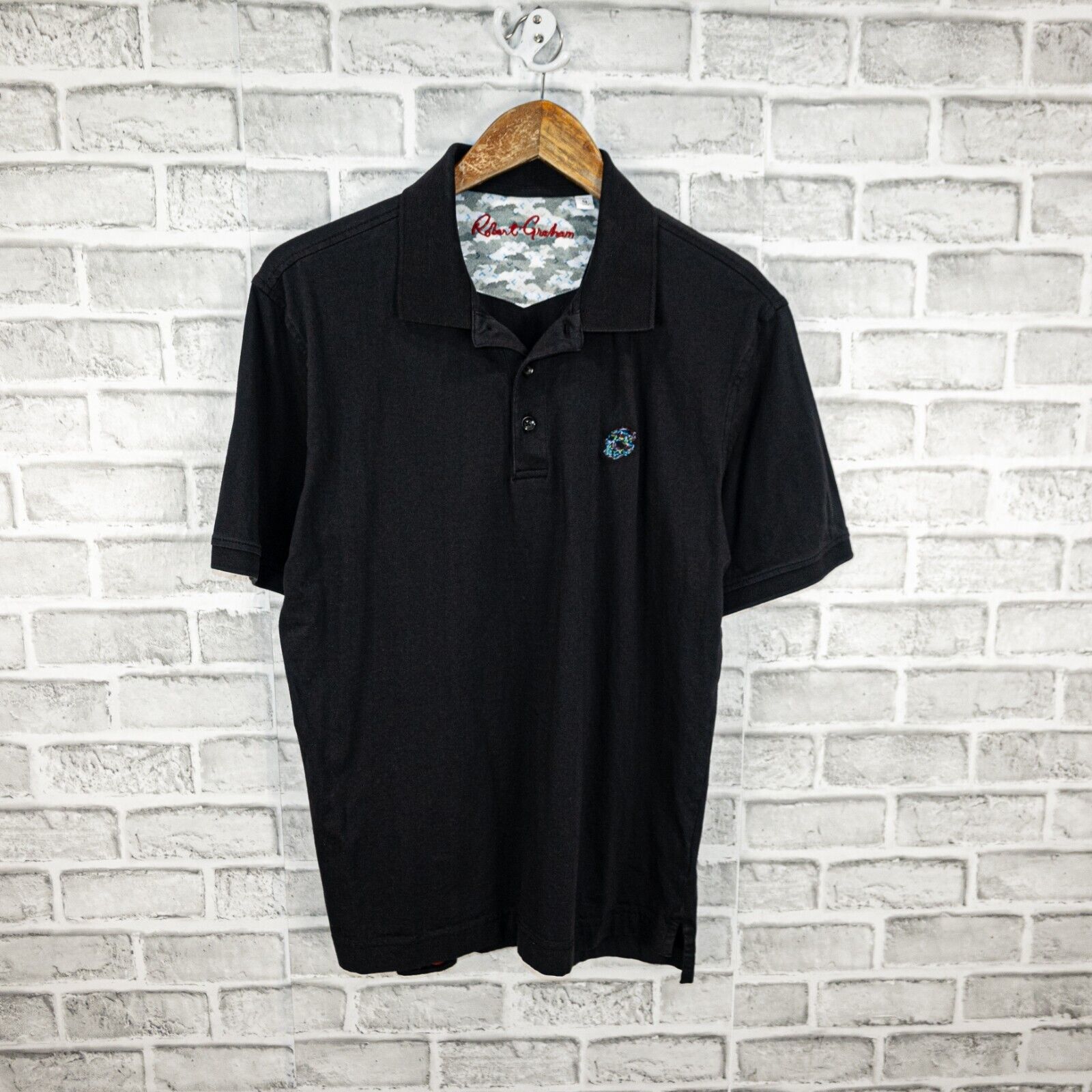 Robert Graham Robert Graham Men's Short Sleeve Polo Shirt in Black Cotton Size US M / EU 48-50 / 2 - 1 Thumbnail