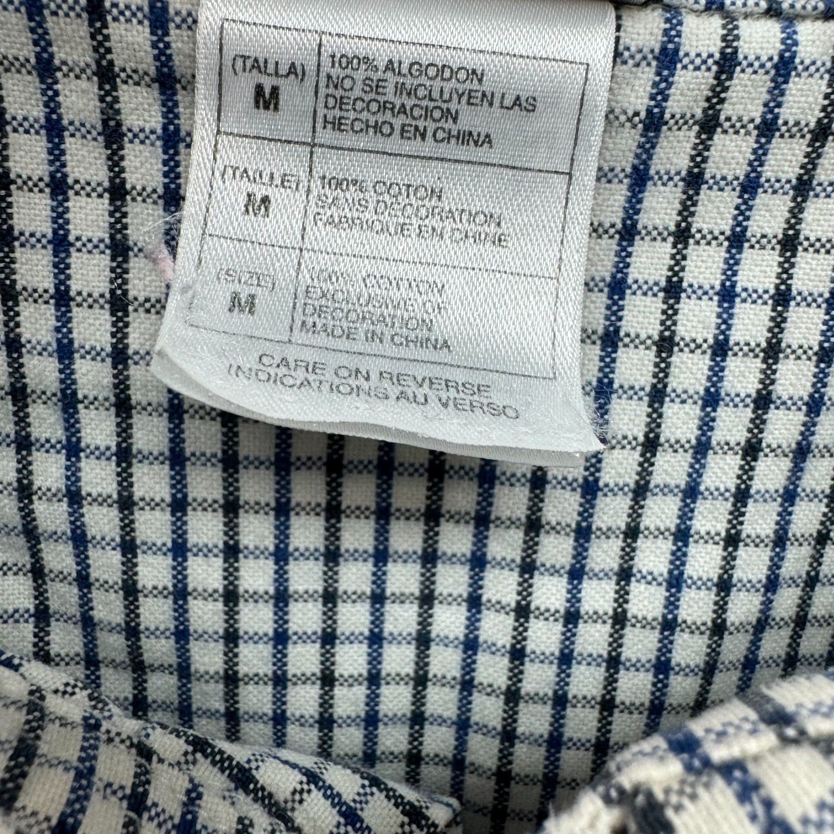 Disney VINTAGE Disney Eeyore Button Up Shirt Mens Plaid Embroidered The Disney Store Medium White Cotton 100% Button-Down Collar Mens Size US M / EU 48-50 / 2 - 7 Thumbnail