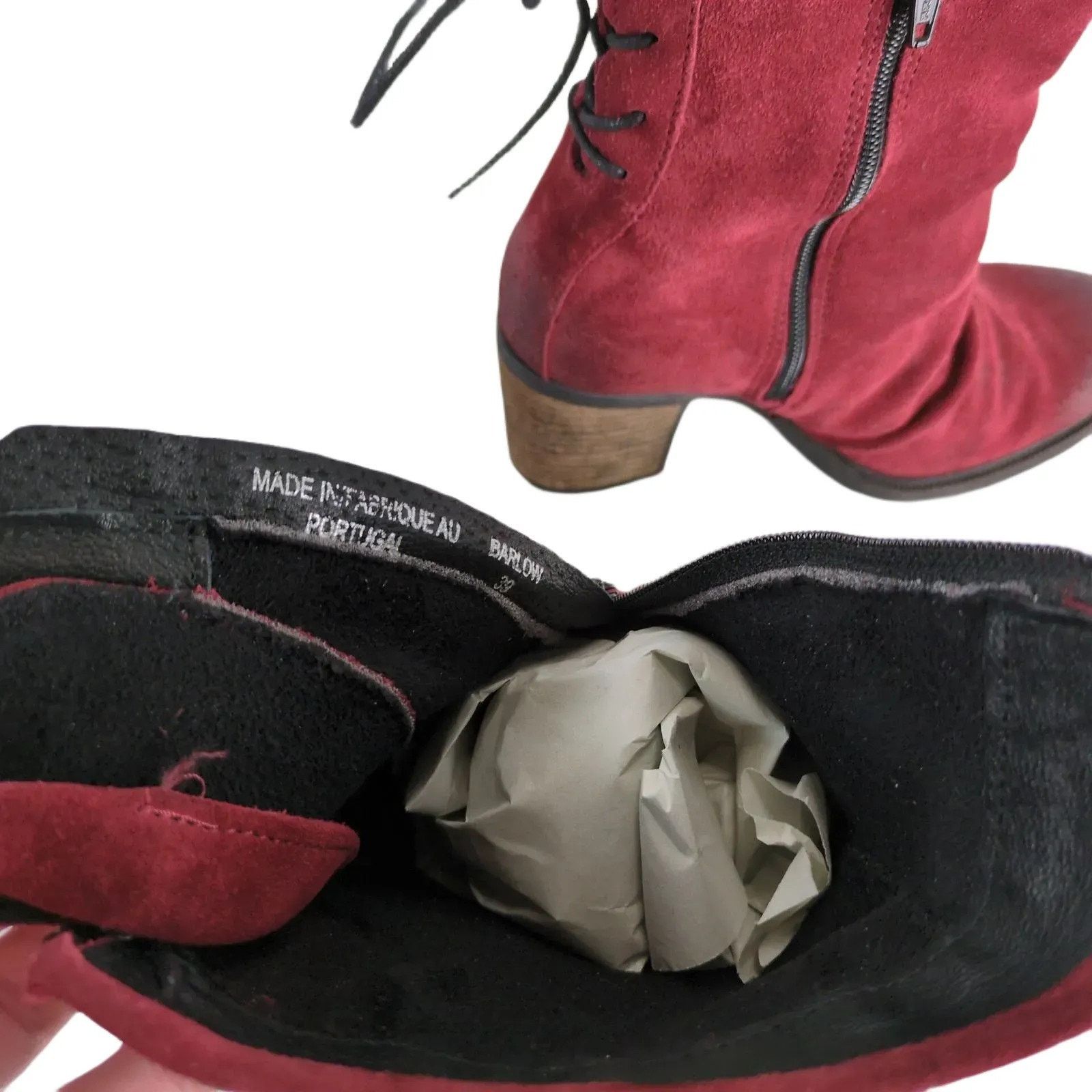 Other UK Bos & Co Barlow Women's 8 Red Suede Ankle Booties Size US 8 / IT 38 - 7 Thumbnail