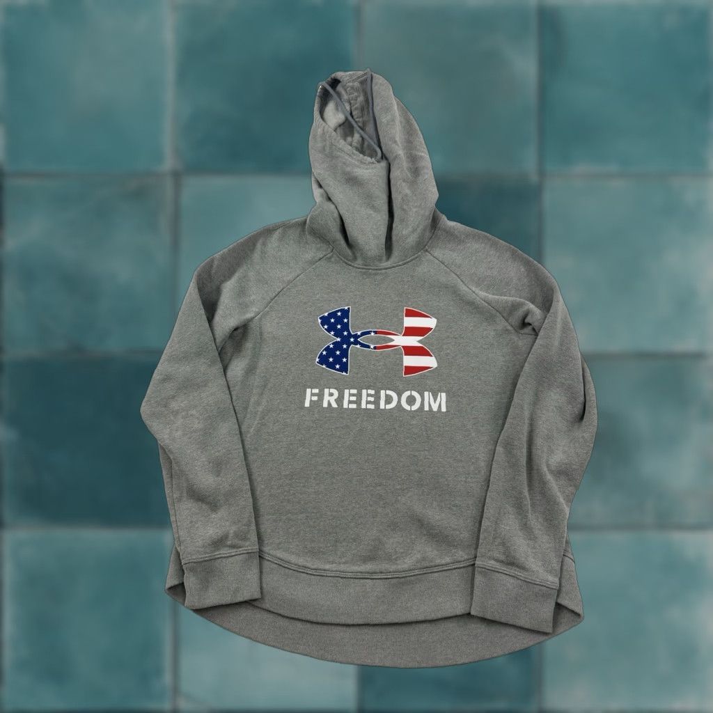 Under Armour Under Armour Hoodie Sweatshirt Womens Small Gray Logo Funnel Neck Pullover All Seasons Athletic Activewear Size S / US 4 / IT 40 - 1 Thumbnail