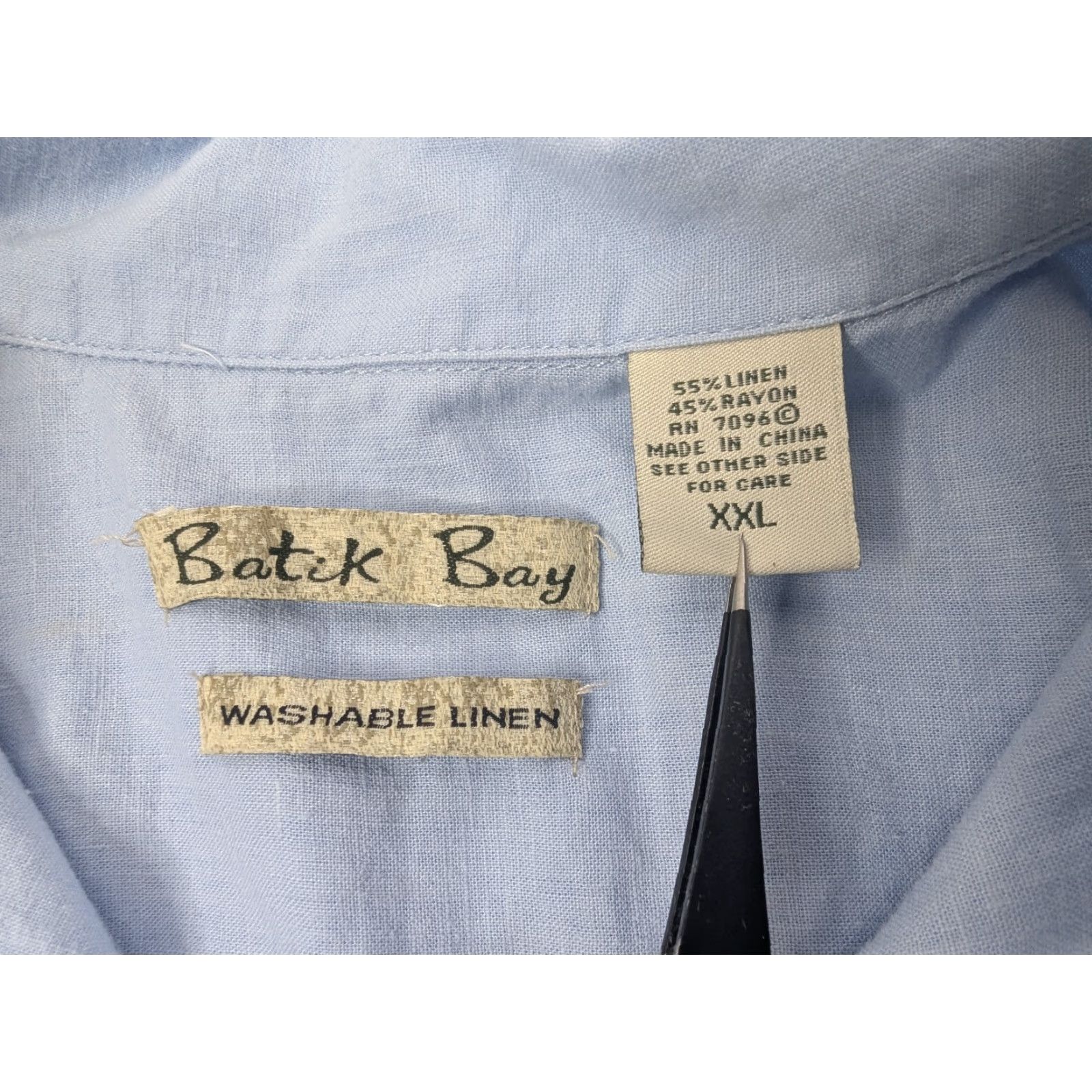 Vintage Batik Bay Shirt Button-Up Short Sleeve Linen Men 2XL Blue Size US XXL / EU 58 / 5 - 6 Thumbnail