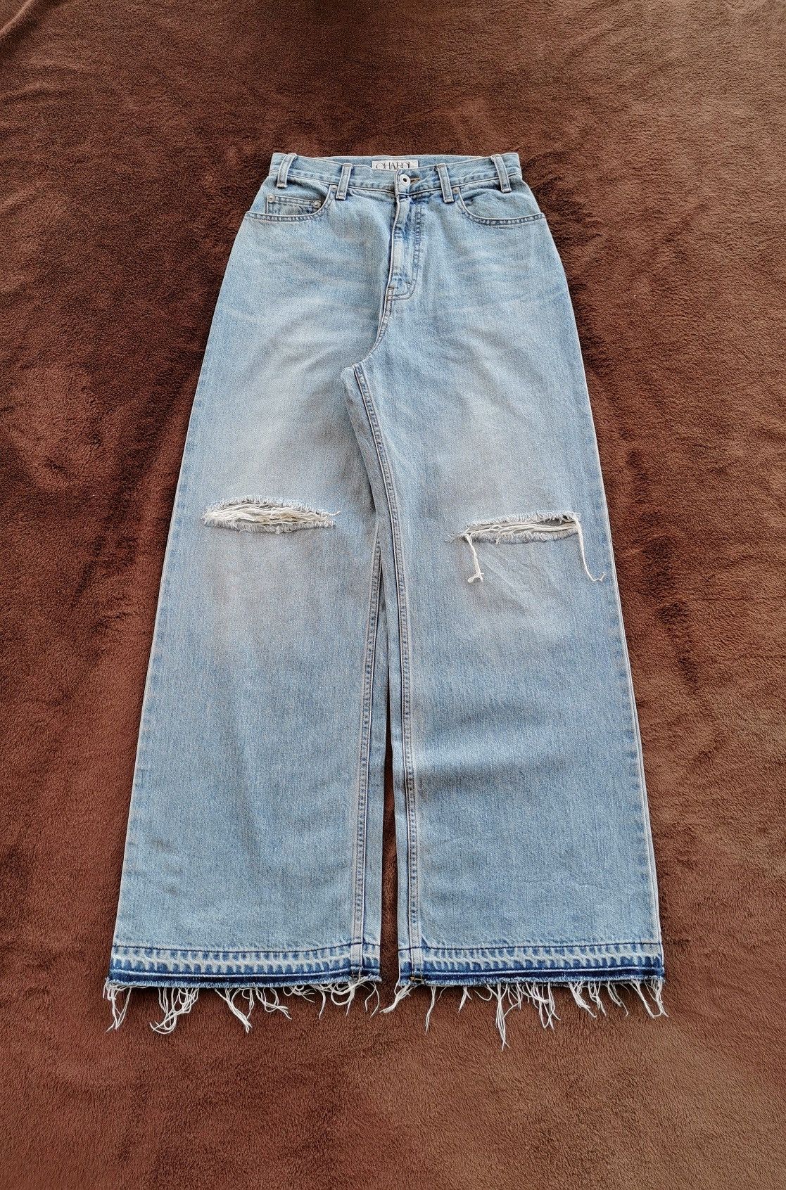 Japanese Brand Charol Hybes Japan Baggy Loose Distressed Denim Jeans Size 26" / US 2 / IT 38 - 1 Thumbnail