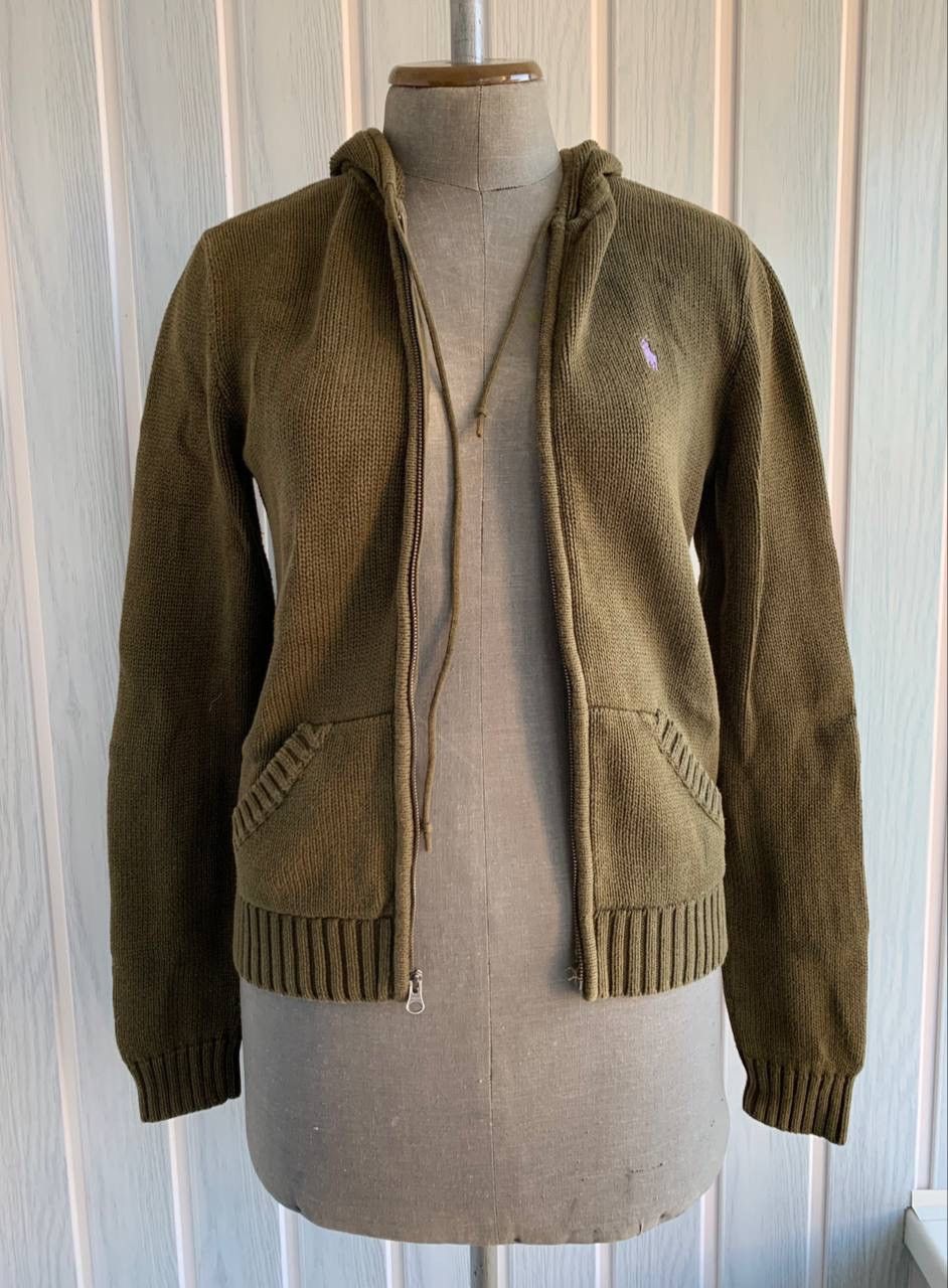 Polo Ralph Lauren × Vintage Vintage Polo Ralph Lauren Women's Green Knit Full Zip Hoodie Size S / US 4 / IT 40 - 6 Thumbnail