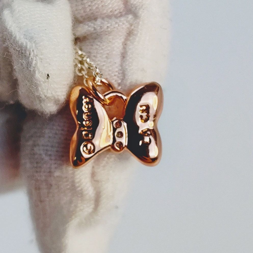Disney Disney Mickey Minnie Necklace Silver Gems Rose Gold Bow Size ONE SIZE - 5 Thumbnail