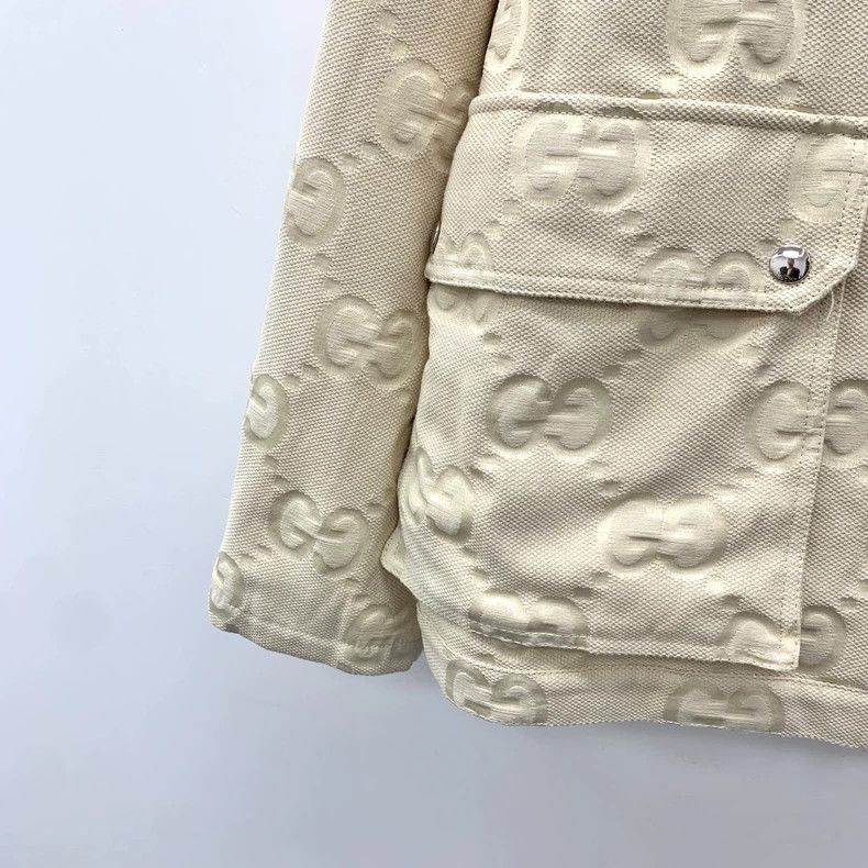 Gucci Gucci Beige logo jacquad full-print cotton hooded zipper lo Size XS / US 0-2 / IT 36-38 - 4 Thumbnail