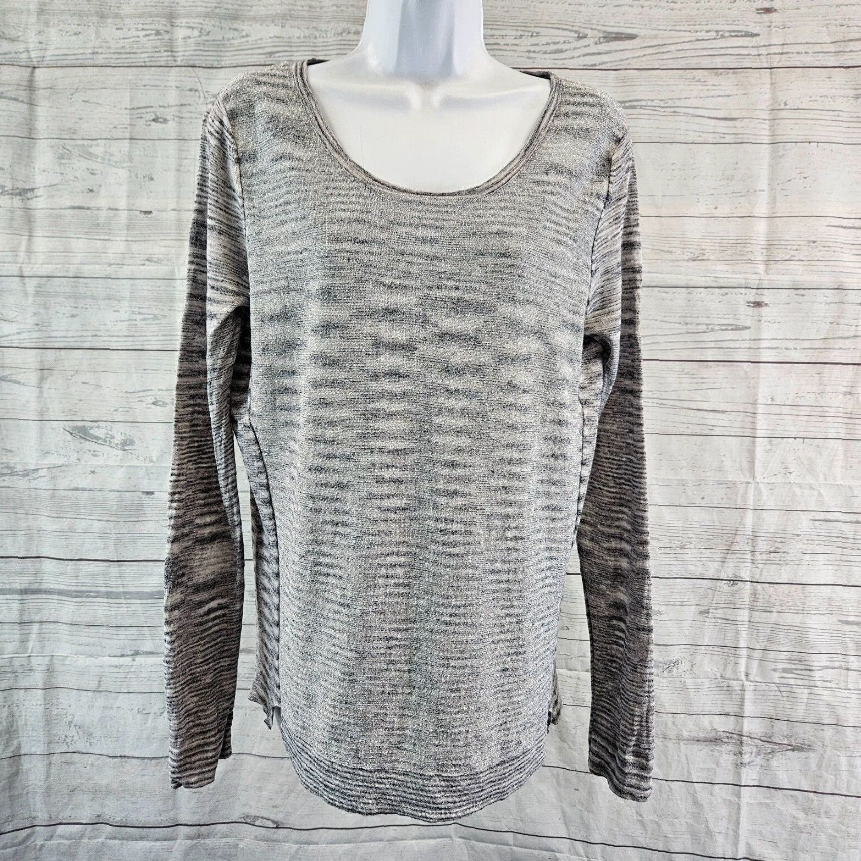 Vintage Rosemunde Knit Top Blouse Gray Silver Long Sleeve Linen Blend M Women's Shirt Size M / US 6-8 / IT 42-44 - 2 Thumbnail