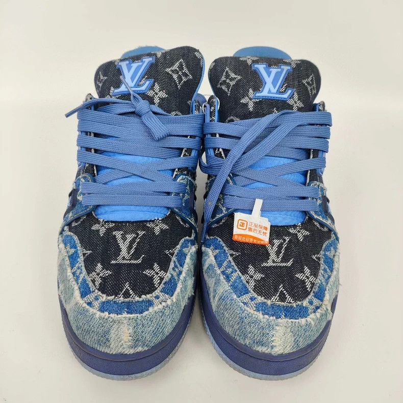Louis Vuitton LV Leather Trainer Sneakers Blue - dmc Size US 8 / EU 41 - 1 Thumbnail