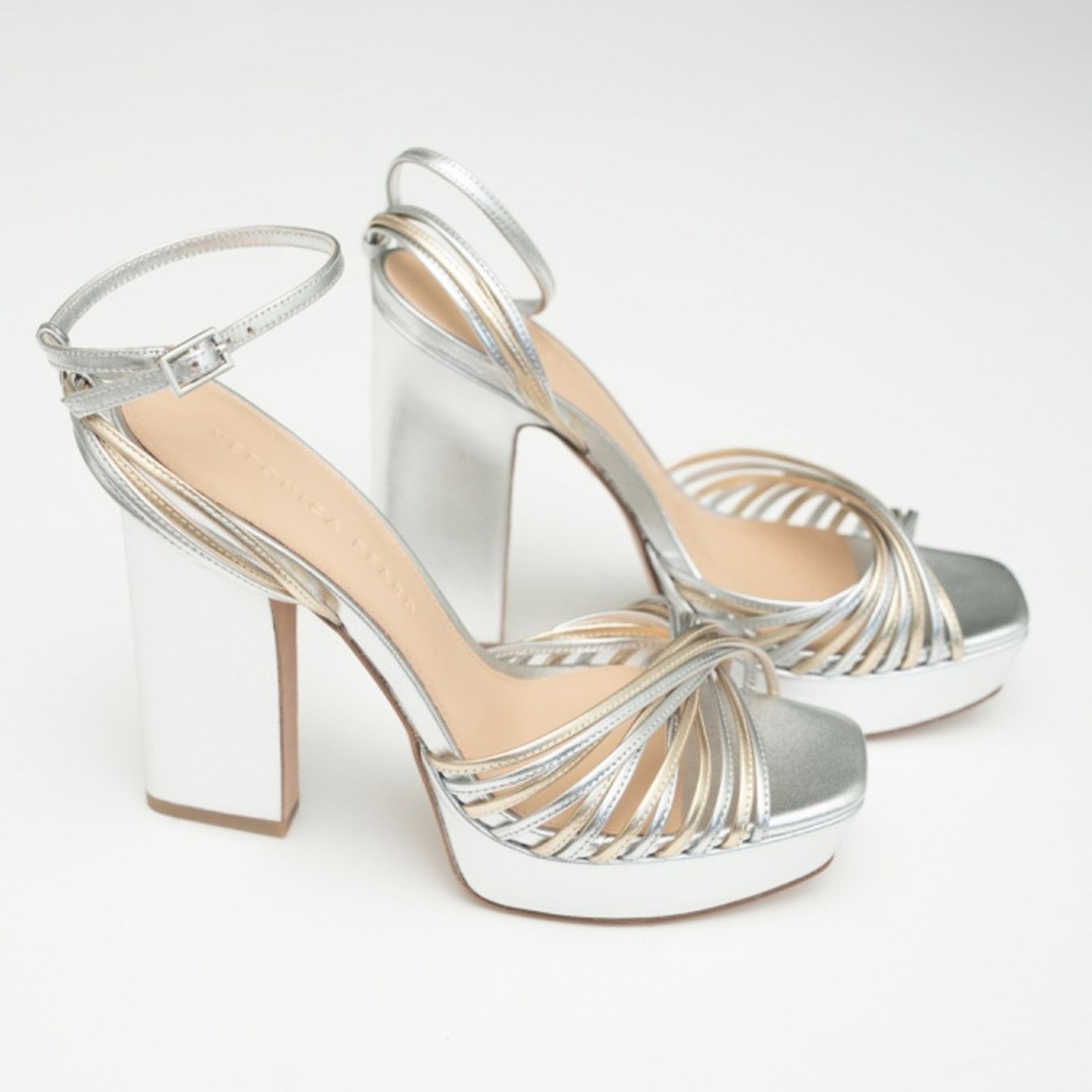 Veronica Beard Veronica Beard. Silver Fletcher Heel. Size US 8 / IT 38 - 1 Thumbnail
