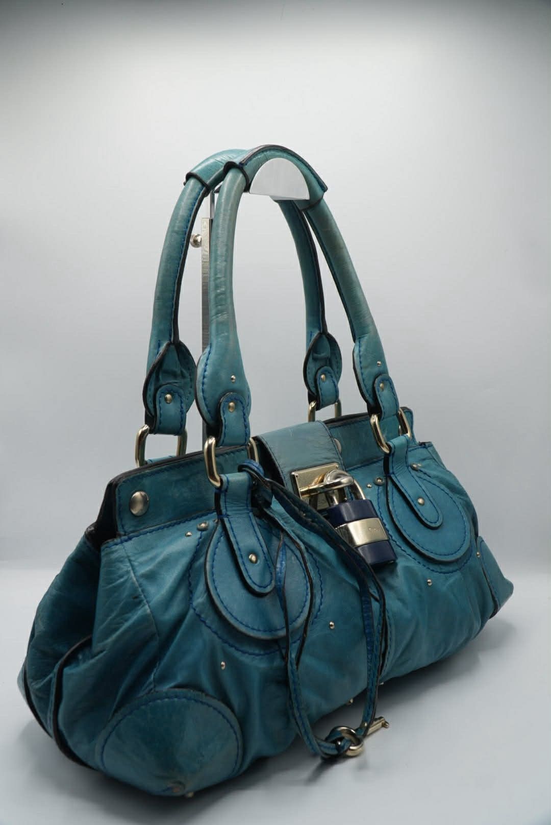 Chloe Chloé Paddington Blue Cadena Padlock & Key Boston Satchel Size ONE SIZE - 3 Thumbnail