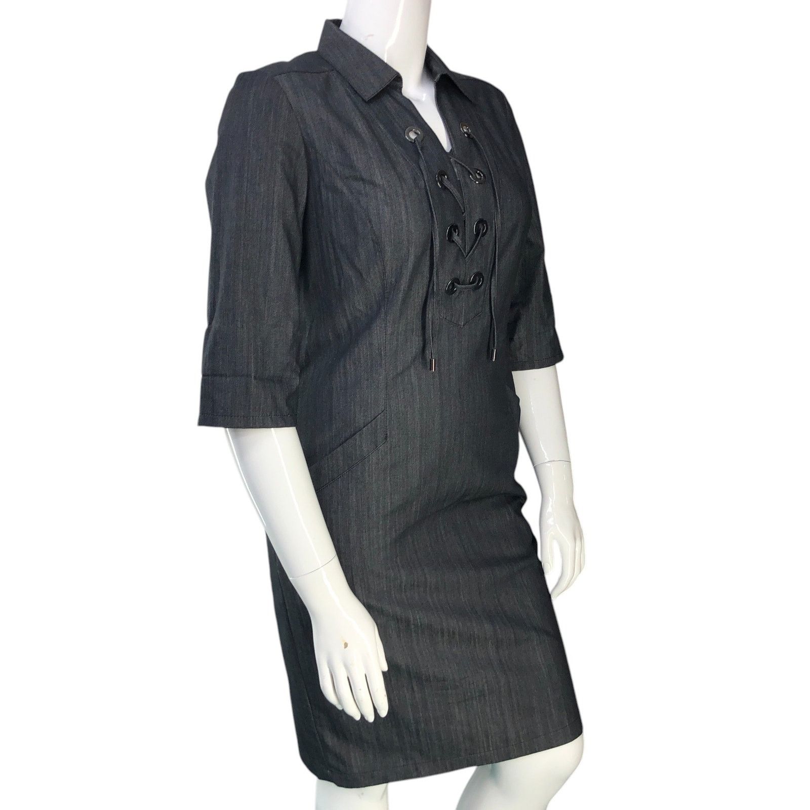 Lafayette 148 Lafayette 148 Size 8 Dress Nissa Lace Up Short Sleeve Grey Size M / US 6-8 / IT 42-44 - 10 Thumbnail