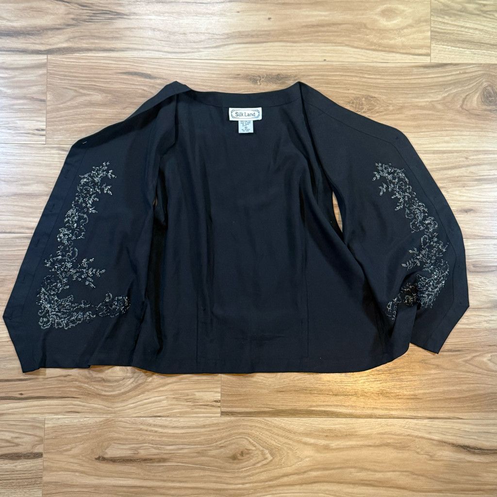 WISDOM Silk Land Women’s Black Silk Vest Petite M Size L / US 10 / IT 46 - 3 Thumbnail