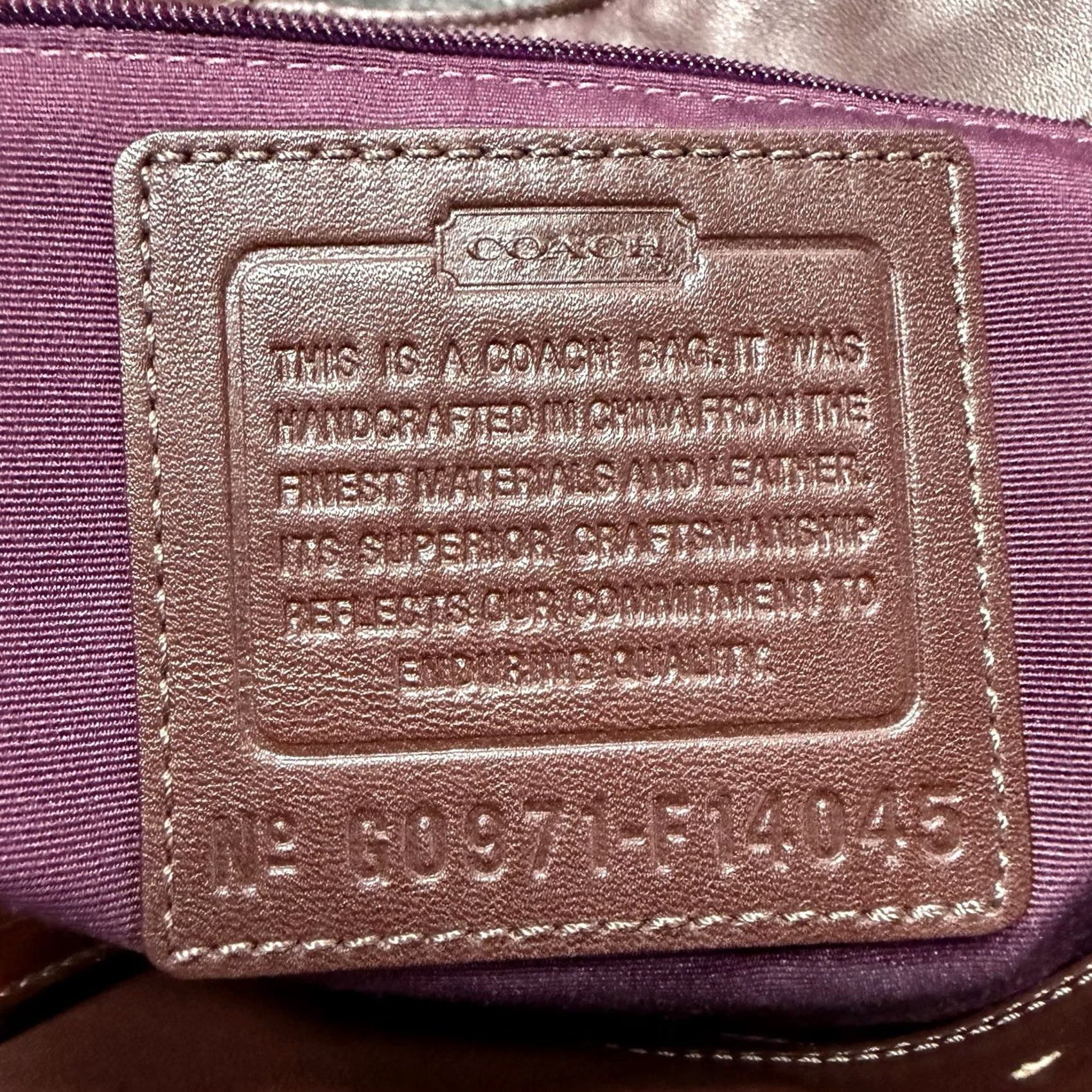 Coach VINTAGE Coach Tote Bag Large Purple Leather Suede Patchwork Signature Bleecker Y2K Womens Size ONE SIZE - 6 Thumbnail
