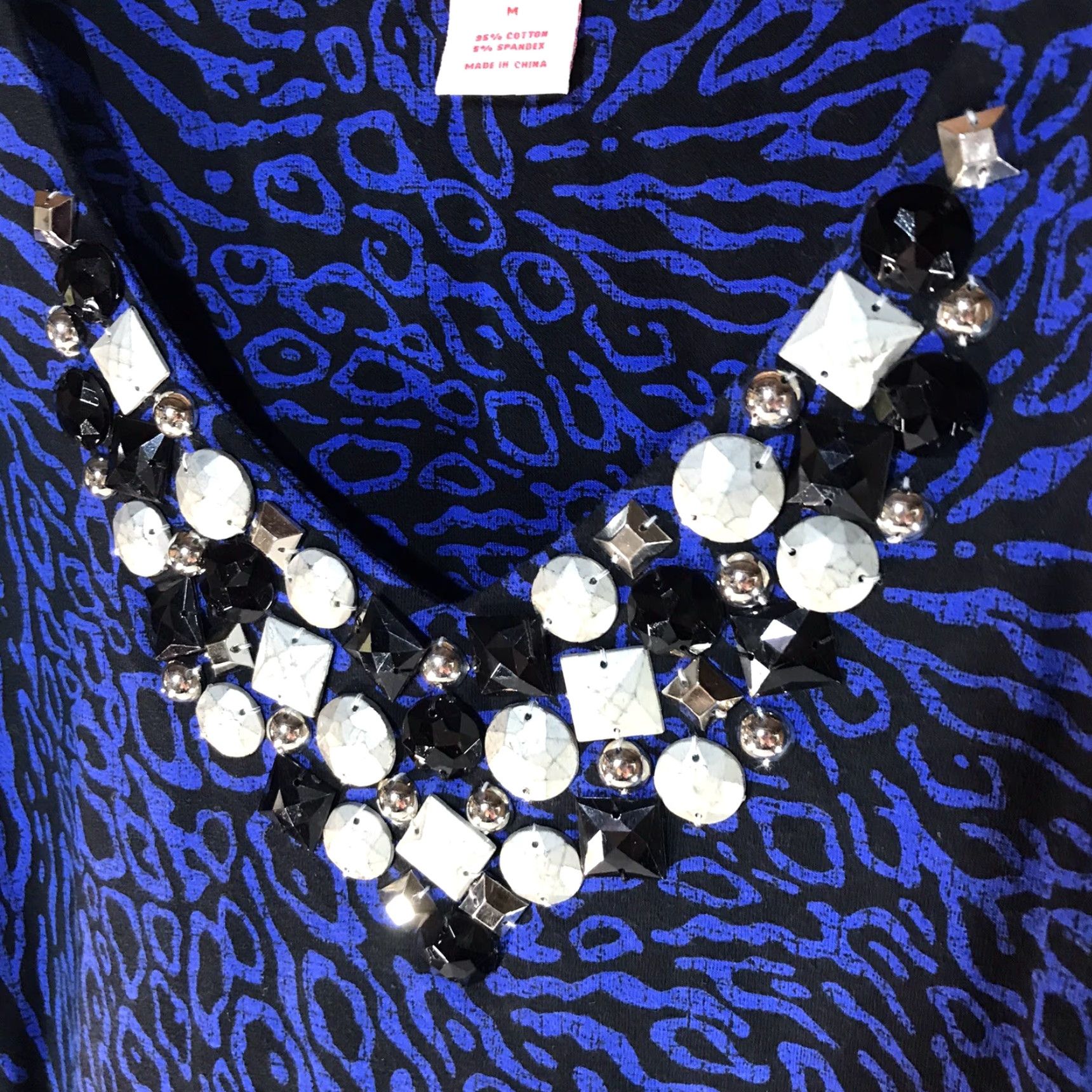 Vintage VINTAGE Ruby Rd Beaded Geometric Knit Blouse Women's Size M Blue/Black Casual Sleeve Size M / US 6-8 / IT 42-44 - 3 Thumbnail