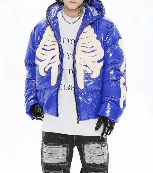 VIBE Skeleton Puffer Jacket Gothic Rock Punk Size US XL / EU 56 / 4 - 4 Thumbnail