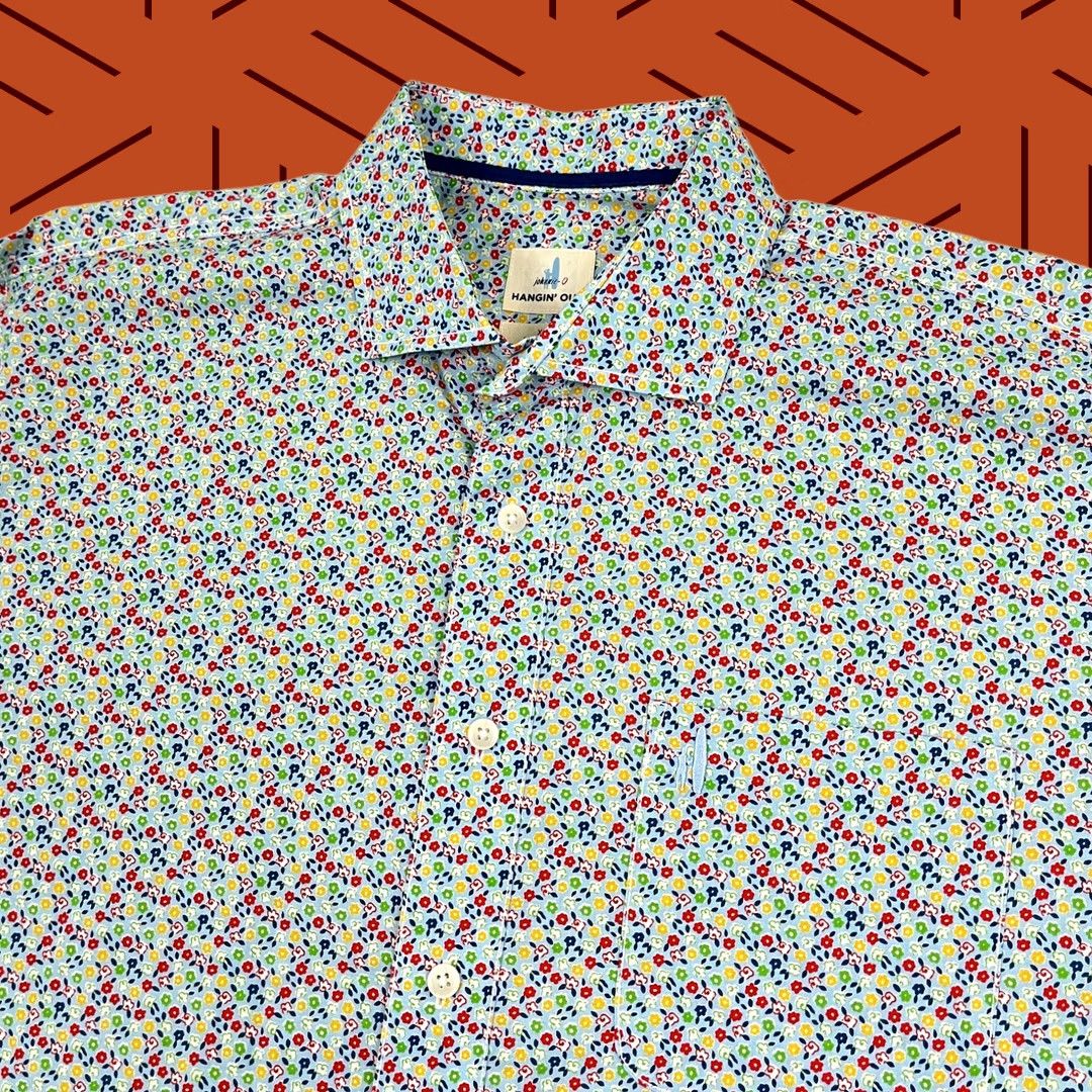 johnnie-O VINTAGE Johnnie O Hangin' Out Shirt Mens 2XL Blue Micro Floral Hawaiian Button Up Preppy Size US XXL / EU 58 / 5 - 1 Thumbnail