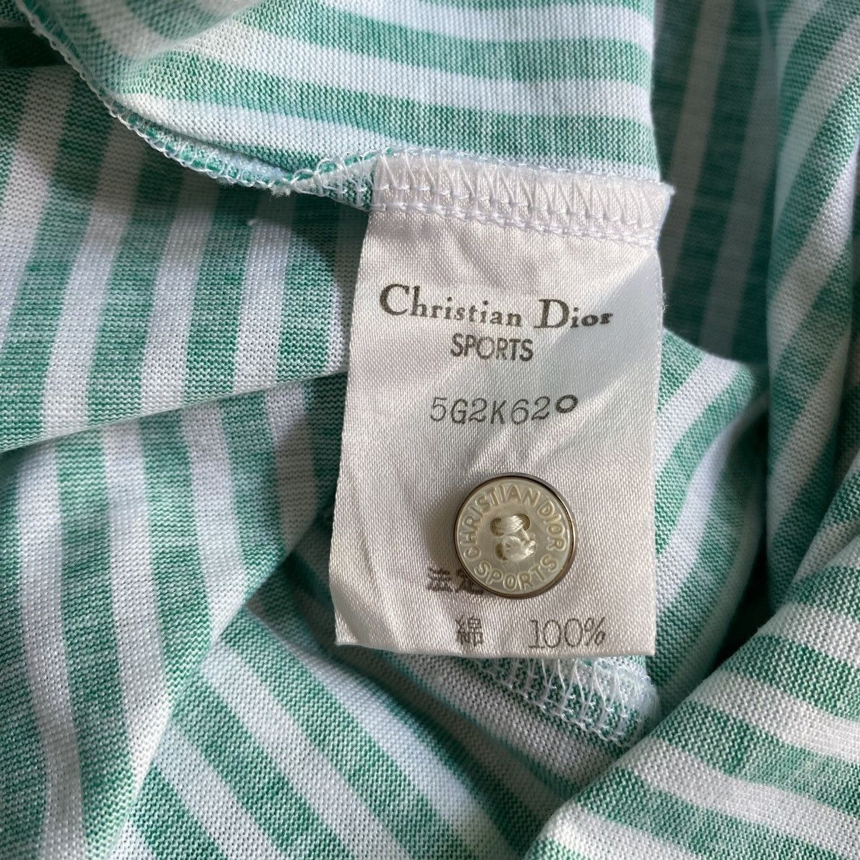 Dior Christian Dior Green & White Striped Polo Shirt Size M / US 6-8 / IT 42-44 - 11 Thumbnail