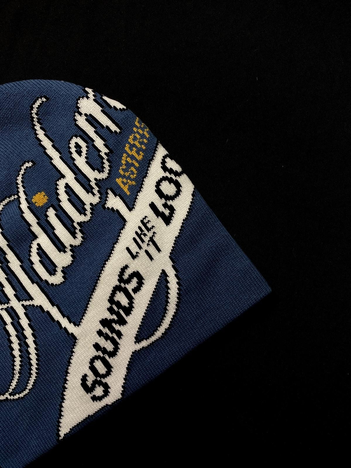 Japanese Brand Adidem Asterisks Cursive Script No Cuff Knit Blue Beanie Hat Size ONE SIZE - 2 Thumbnail