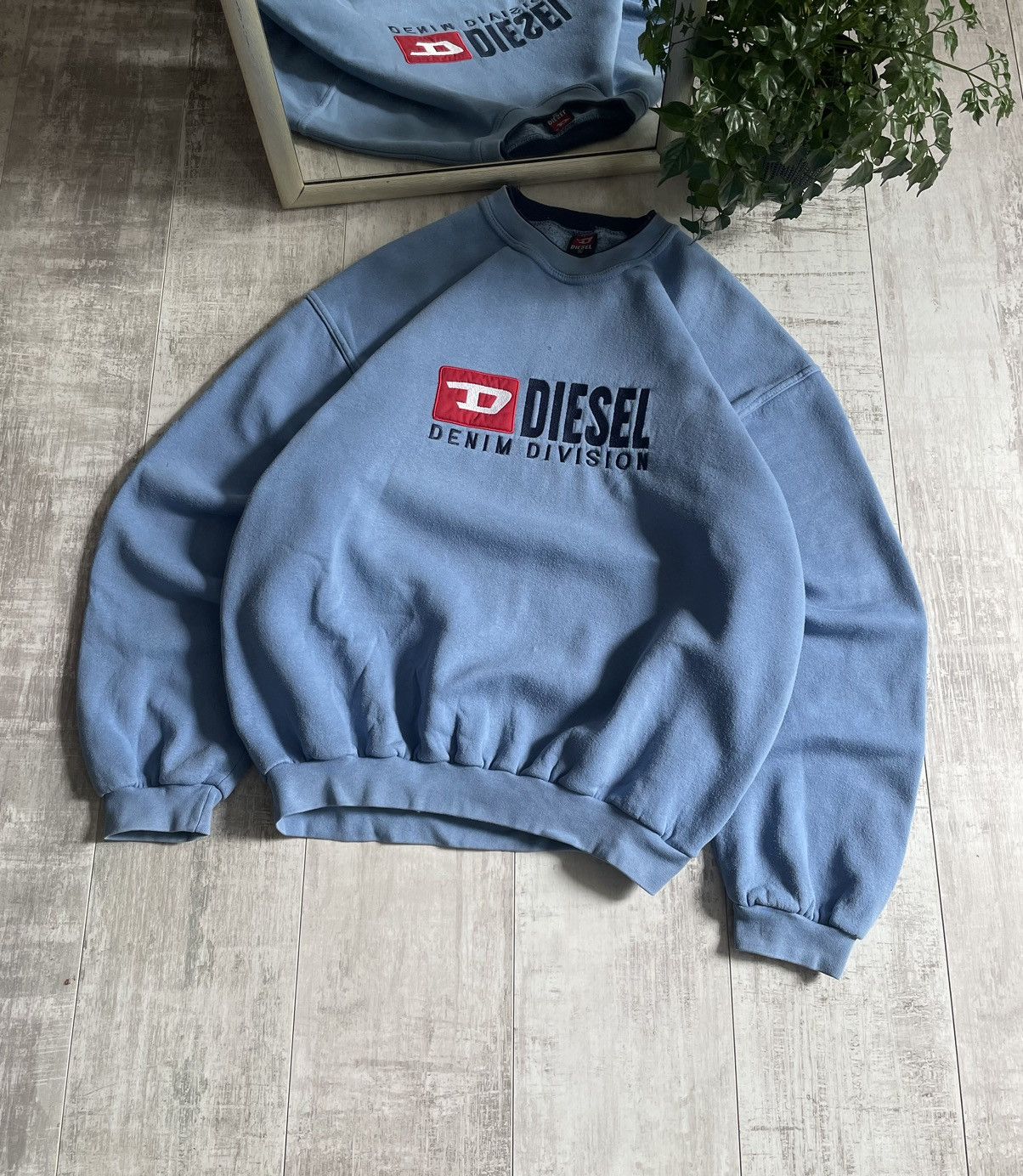 Diesel × Vintage Vintage Diesel 90’s Crewneck Y2K Sweatshirt Blue Big Logo Size US XL / EU 56 / 4 - 1 Thumbnail