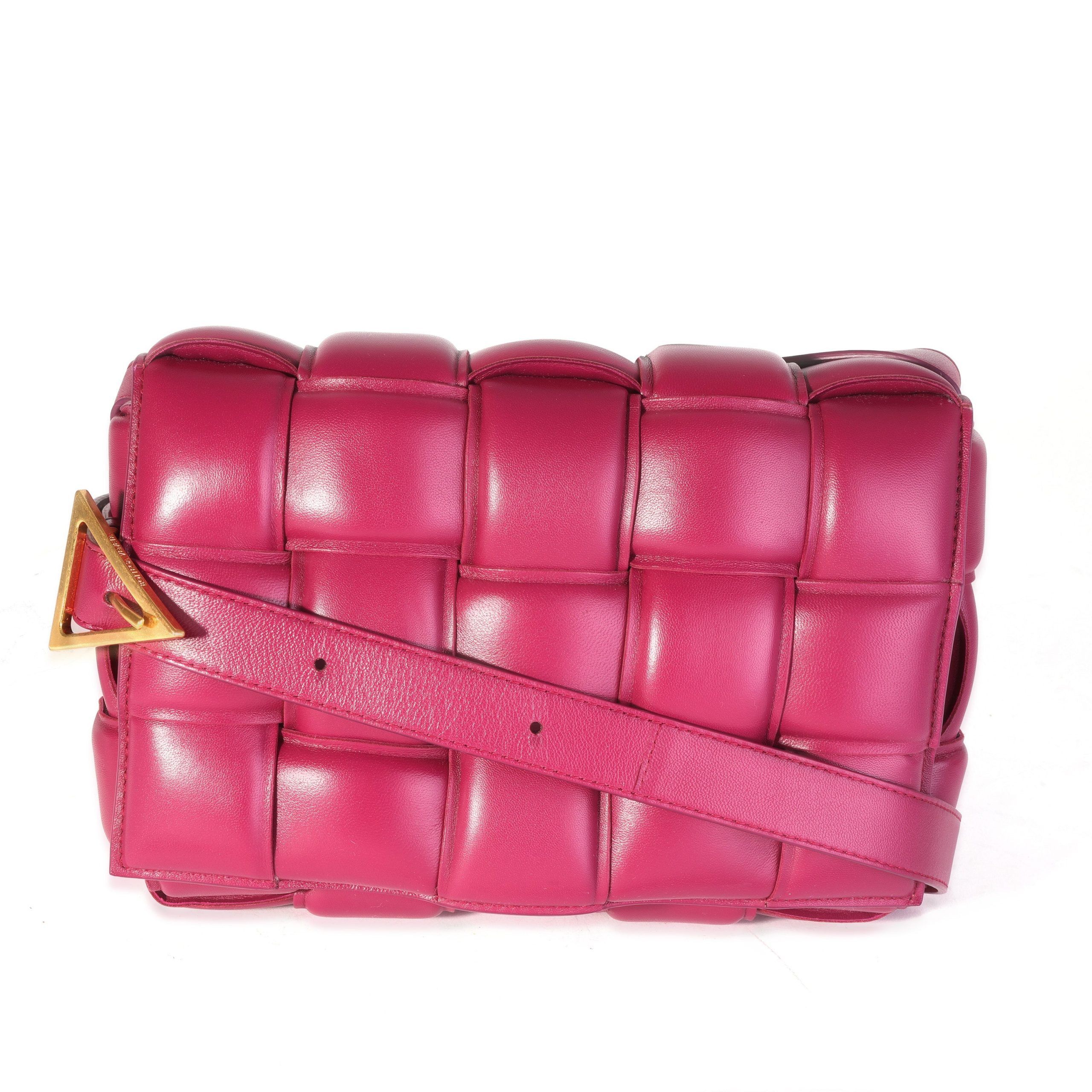 image of Bottega Veneta Cinnabar Maxi Intrecciato Lambskin Padded Cassette Bag in Red, Women's