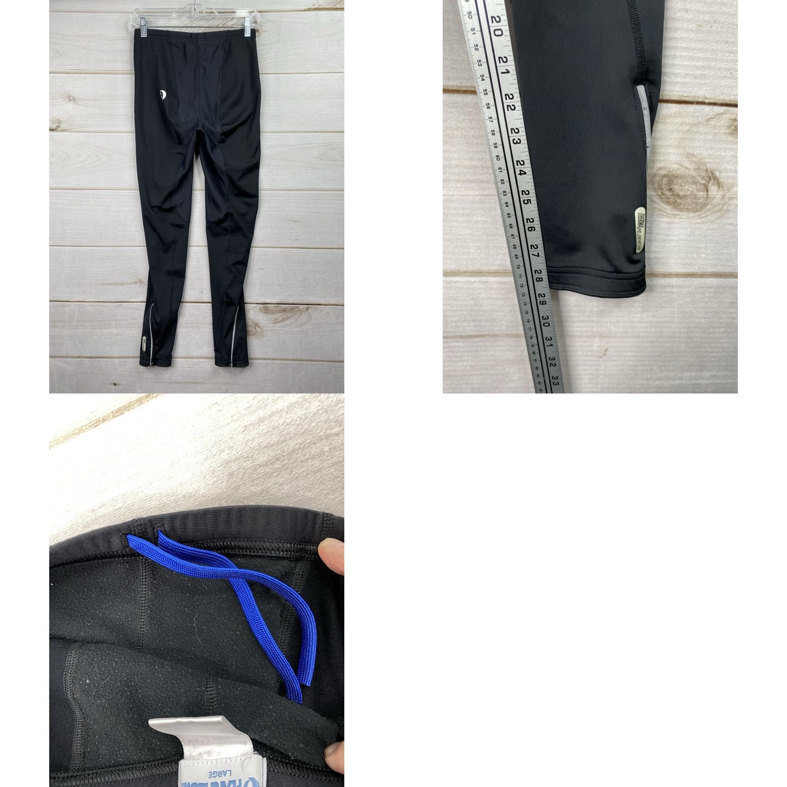 PEARL iZUMi Pearl Izumi Cycling Pants L Black Ankle Zip Therma Fleece Reflective Women XS? Wait Size 36" / US 14 / IT 50 - 8 Thumbnail