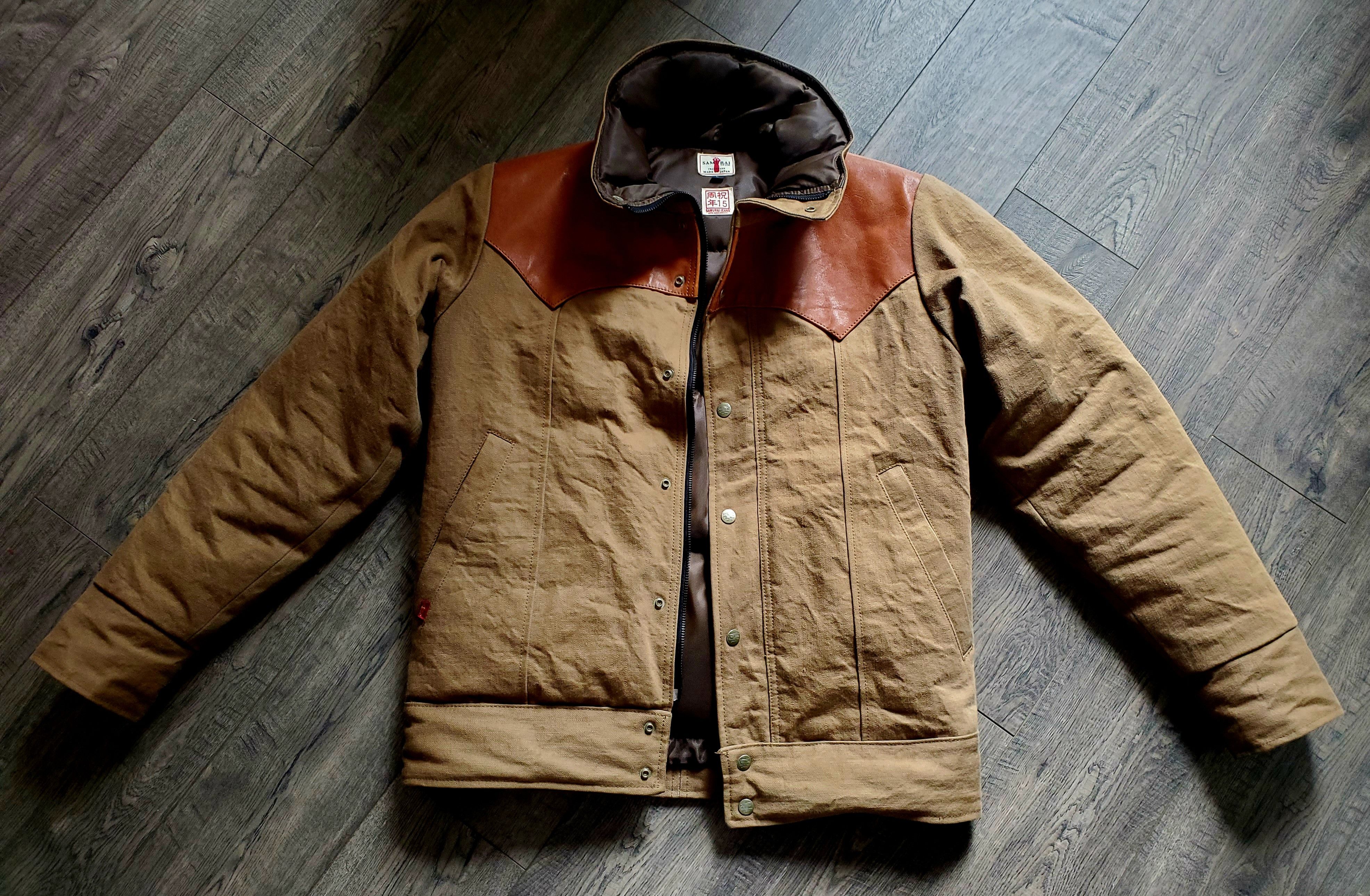 Samurai Jeans Kakishibu Horsehide Selvedge Chino Down Jacket Size US L / EU 52-54 / 3 - 2 Thumbnail