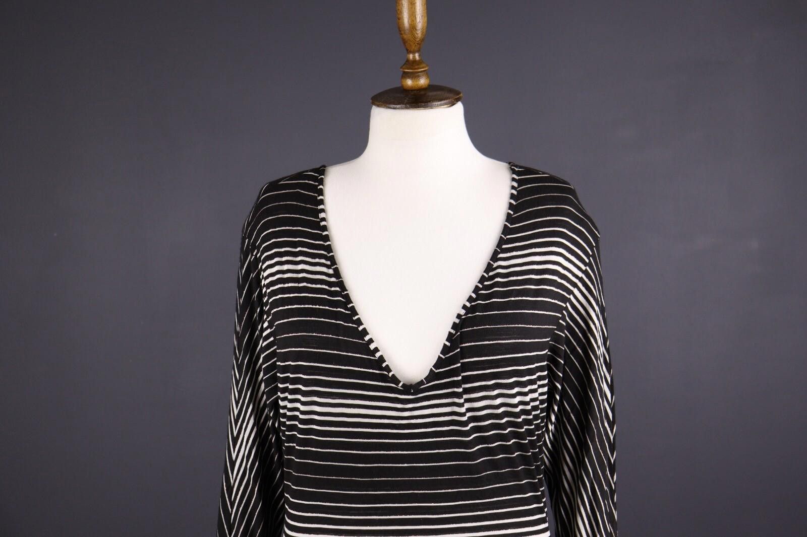 Designer Miss Sixty Black Stripe Knit Bodycon Midi Dress Size M Size M / US 6-8 / IT 42-44 - 2 Thumbnail