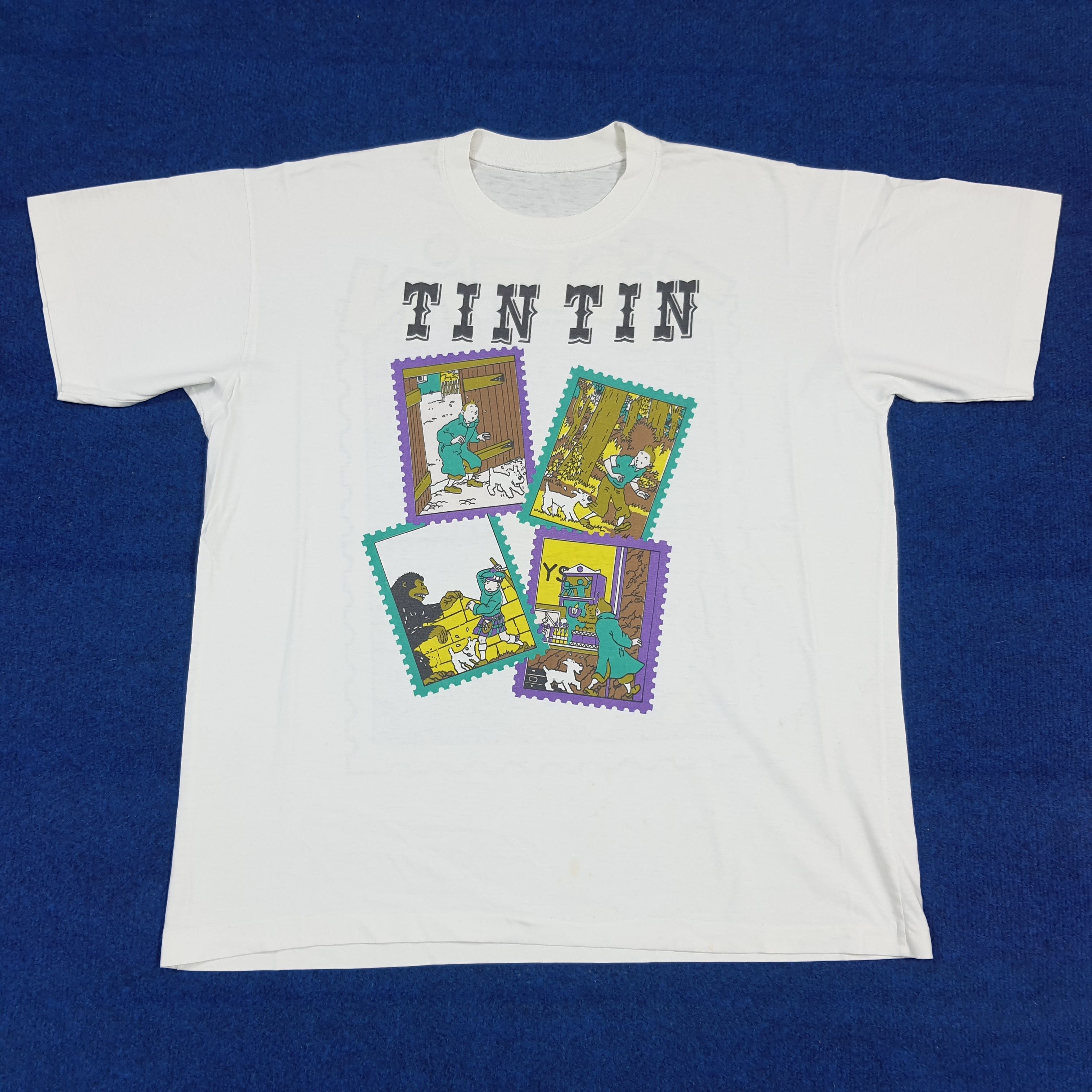 Vintage Vintage 90s Tintin Double Print Single Stitch Tshirt C294N75 Size US XL / EU 56 / 4 - 1 Thumbnail