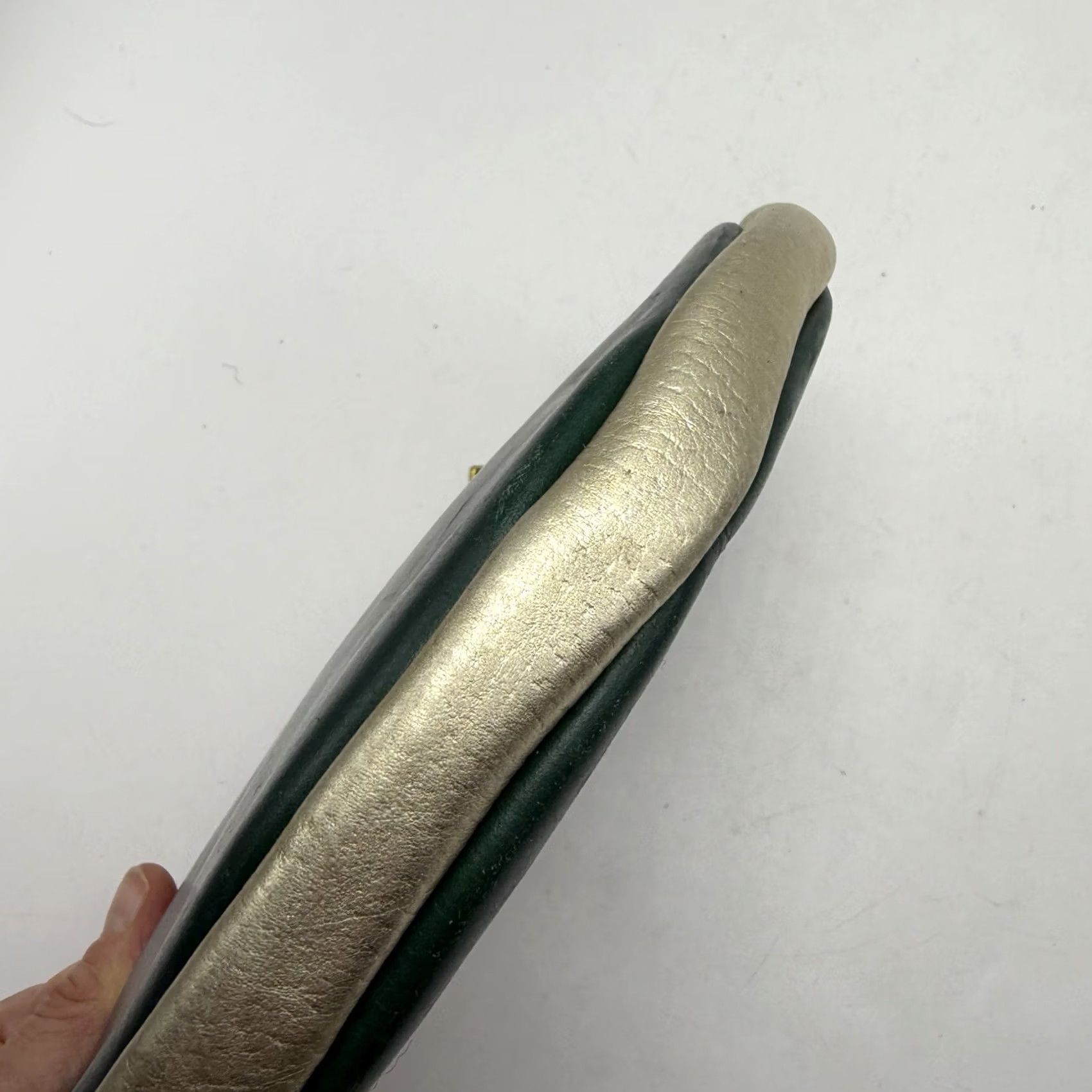Vintage Sseko Green Leather Medium Crescent Pouch Oiled Agave Gold Zipper Size ONE SIZE - 6 Thumbnail