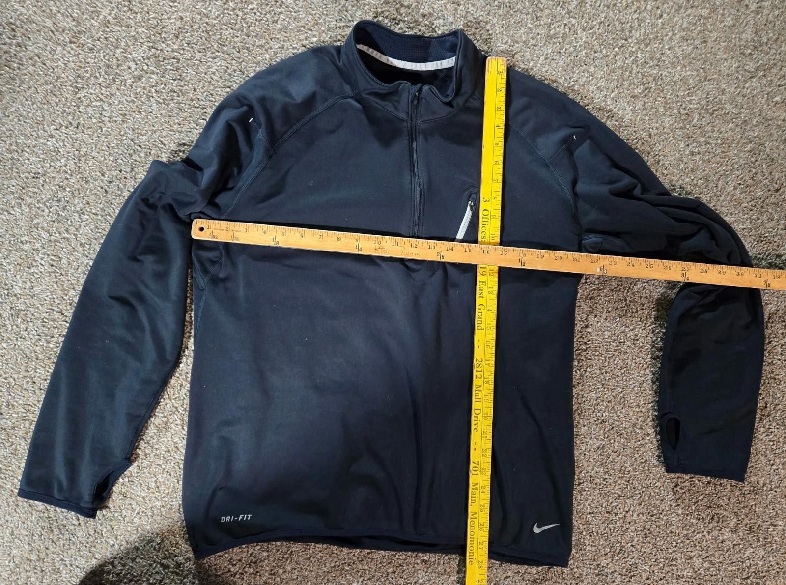 Nike nike dri fit 1/4 zip L Zip Pocket Thumb Holes Dark Blue Gray Size ONE SIZE - 2 Thumbnail