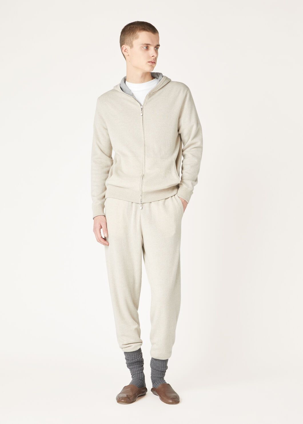 Loro Piana o1w1db10725 FAO2849 Duo Hooded Bomber Sweater in Beige/Grey Size US S / EU 44-46 / 1 - 2 Thumbnail