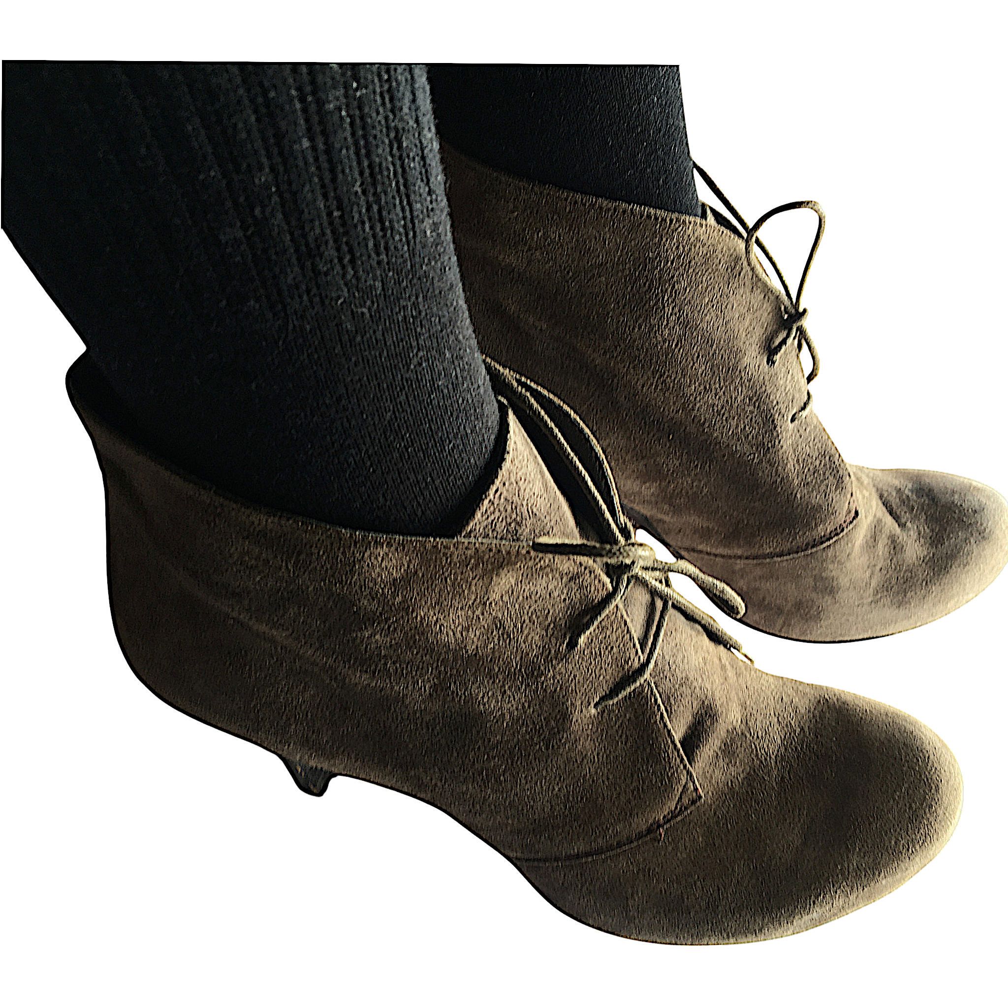 Vintage Tasca Suede Ankle Boots - Beige & Brown Leather Size US 10 / IT 40 - 9 Thumbnail