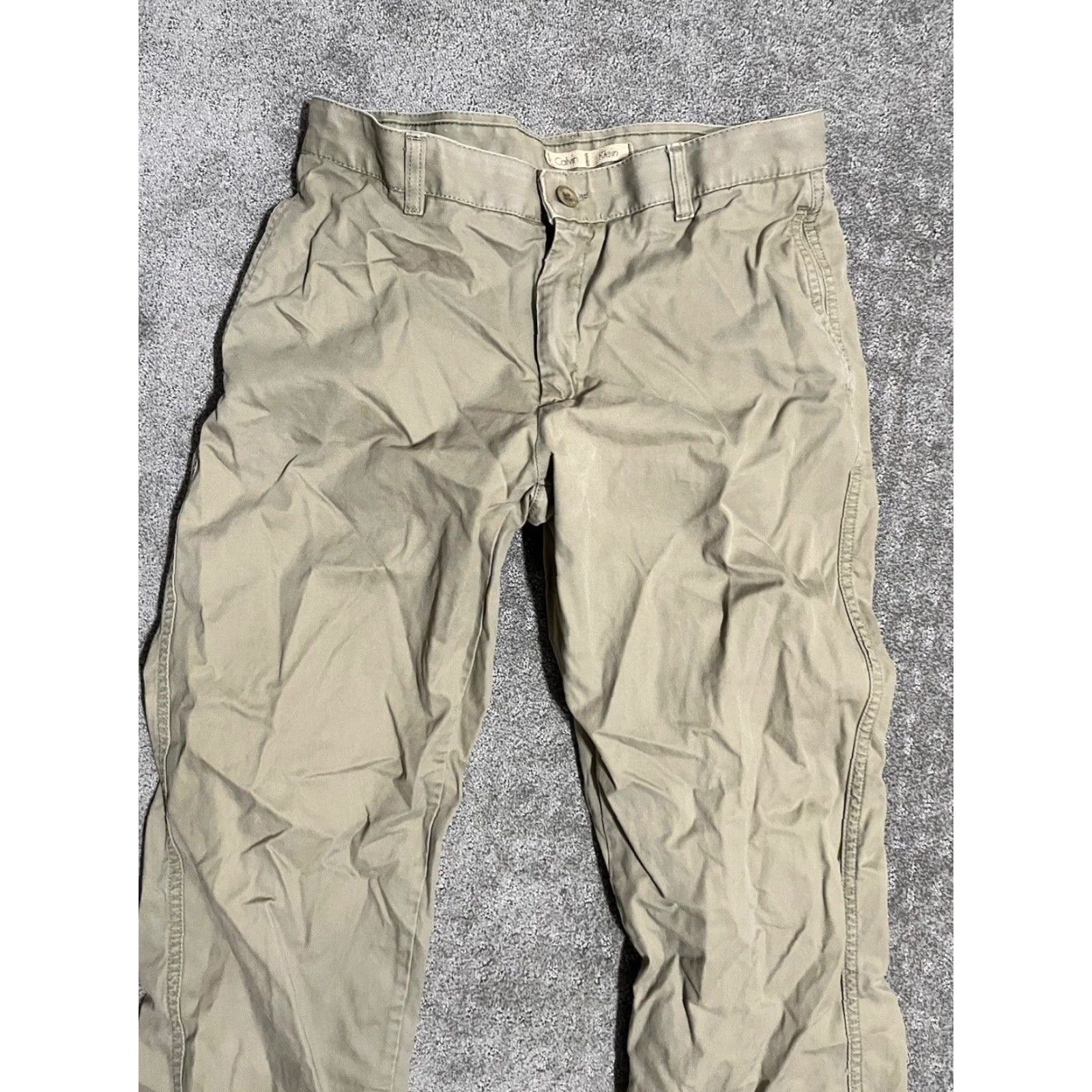 Calvin Klein Calvin Klein Mens Chino Pants Beige Liquid Cotton Twill Straight Size 30x32 Size US 30 / EU 46 - 2 Thumbnail