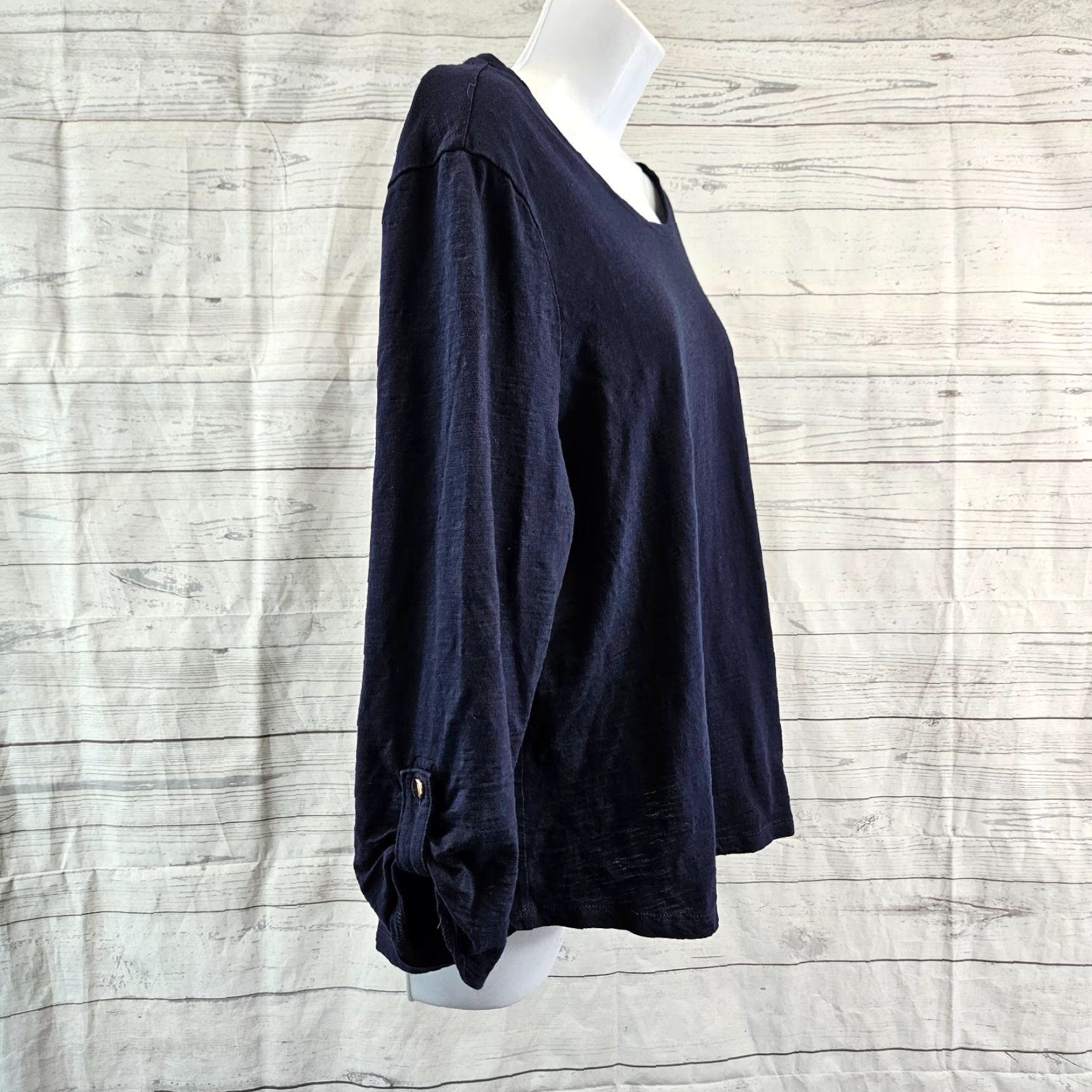 Vintage Chico's Womens Ultimate Tee XL Solid Blue Cotton Blend Tabbed Sleeves Shirt Womens XL Blue 90s? Size XL / US 12-14 / IT 48-50 - 3 Thumbnail