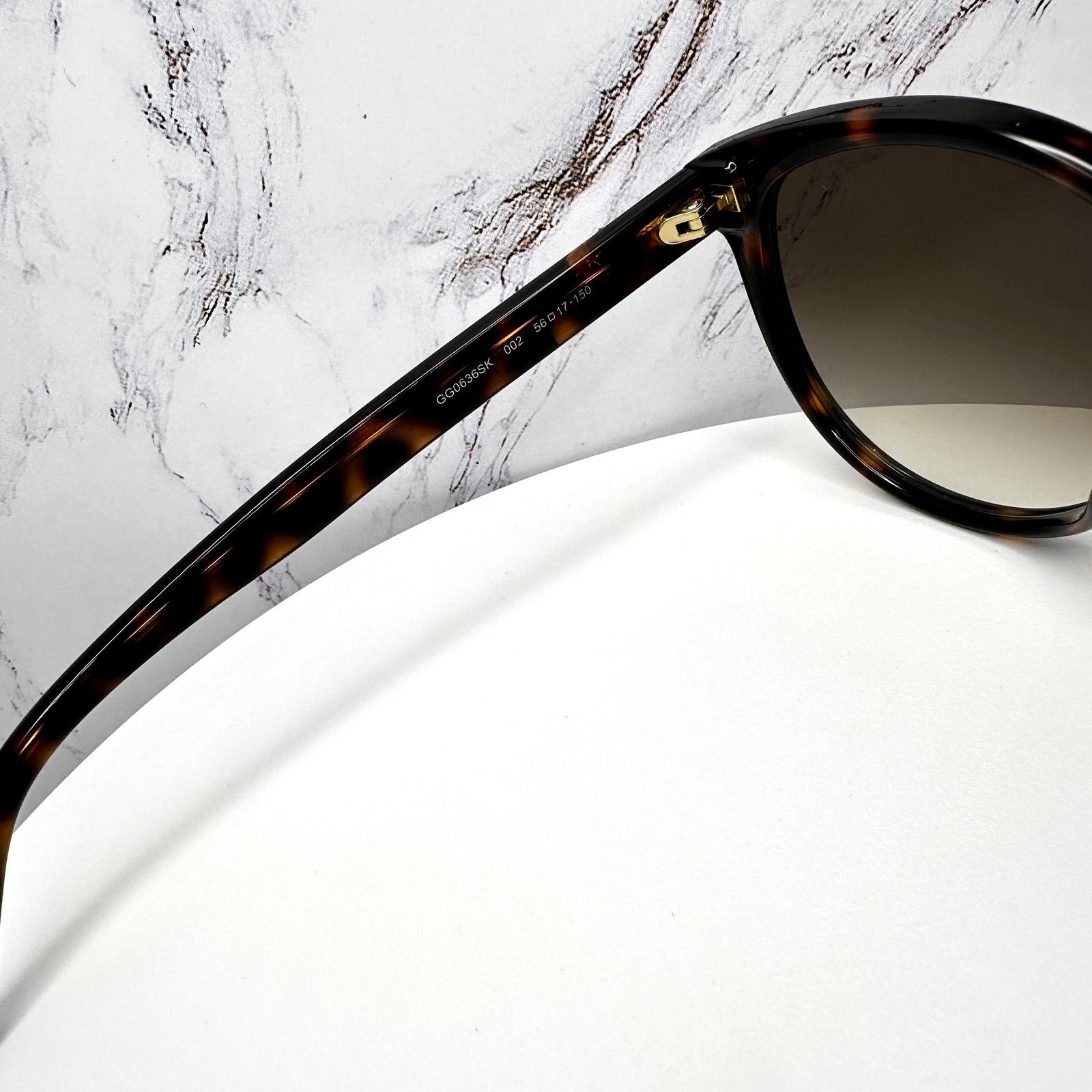 Gucci New GUCCI Sunglasses 56mm Brown Tortoise Round Gold Metal Size ONE SIZE - 7 Thumbnail