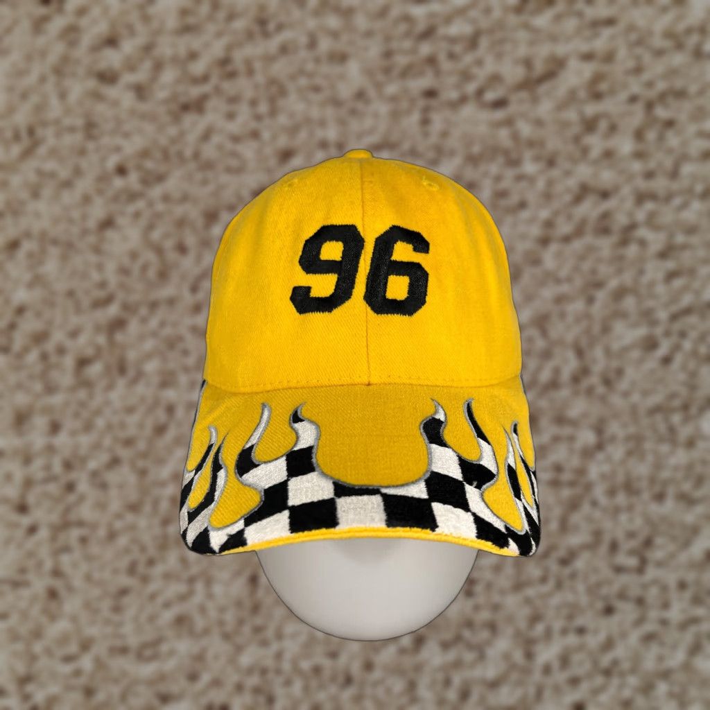 Vintage Magic Headwear Check Cap Baseball Hat Adult One Size Yellow Adjustable Outdoor Racing Mens Size ONE SIZE - 1 Thumbnail