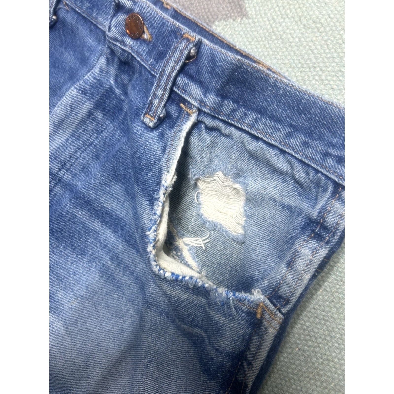 Denime VINTAGE Rustler Denim Jeans Straight USA 34x31 Men Blue 70s 80s Size US 34 / EU 50 - 5 Thumbnail