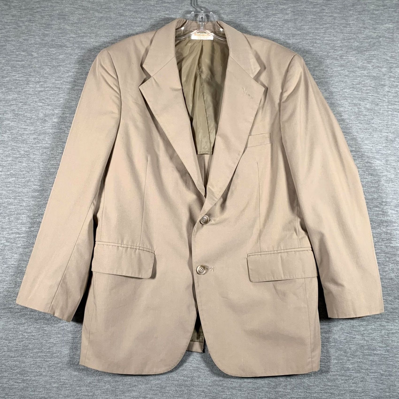 Brooks Brothers Vintage Brooks Brothers Blazer Mens 44 Beige Washable Sport Coat Made USA 80s Size 44R - 2 Thumbnail