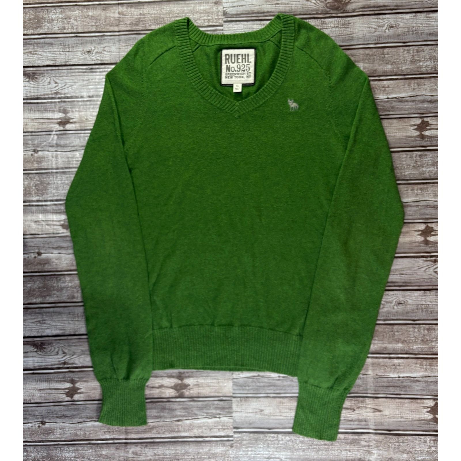 Ruehl No. 925 RUEHL No.925 Cotton Wool Blend Sweater Sz S green NWOT embro Size US S / EU 44-46 / 1 - 1 Thumbnail
